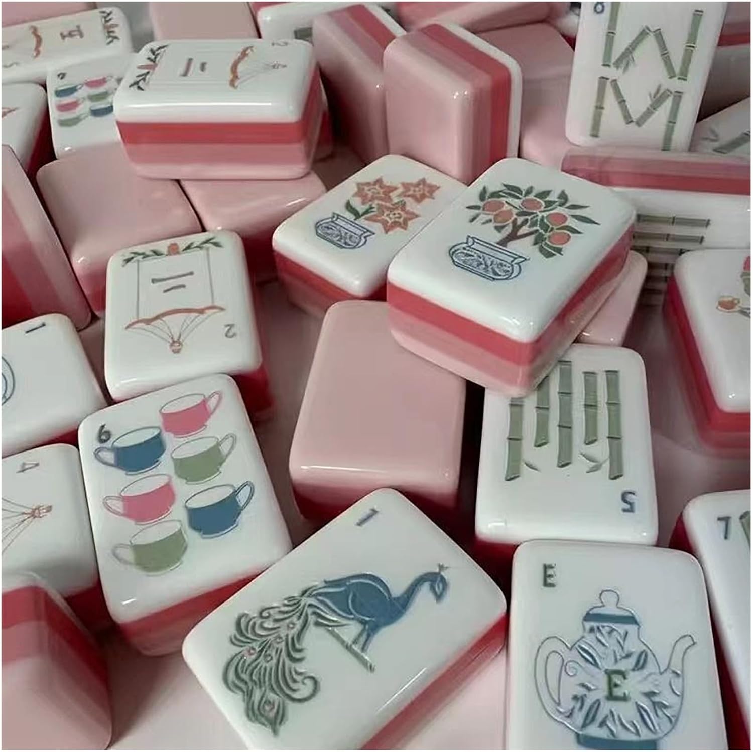 Light Pink layered acrylic Mahjong set