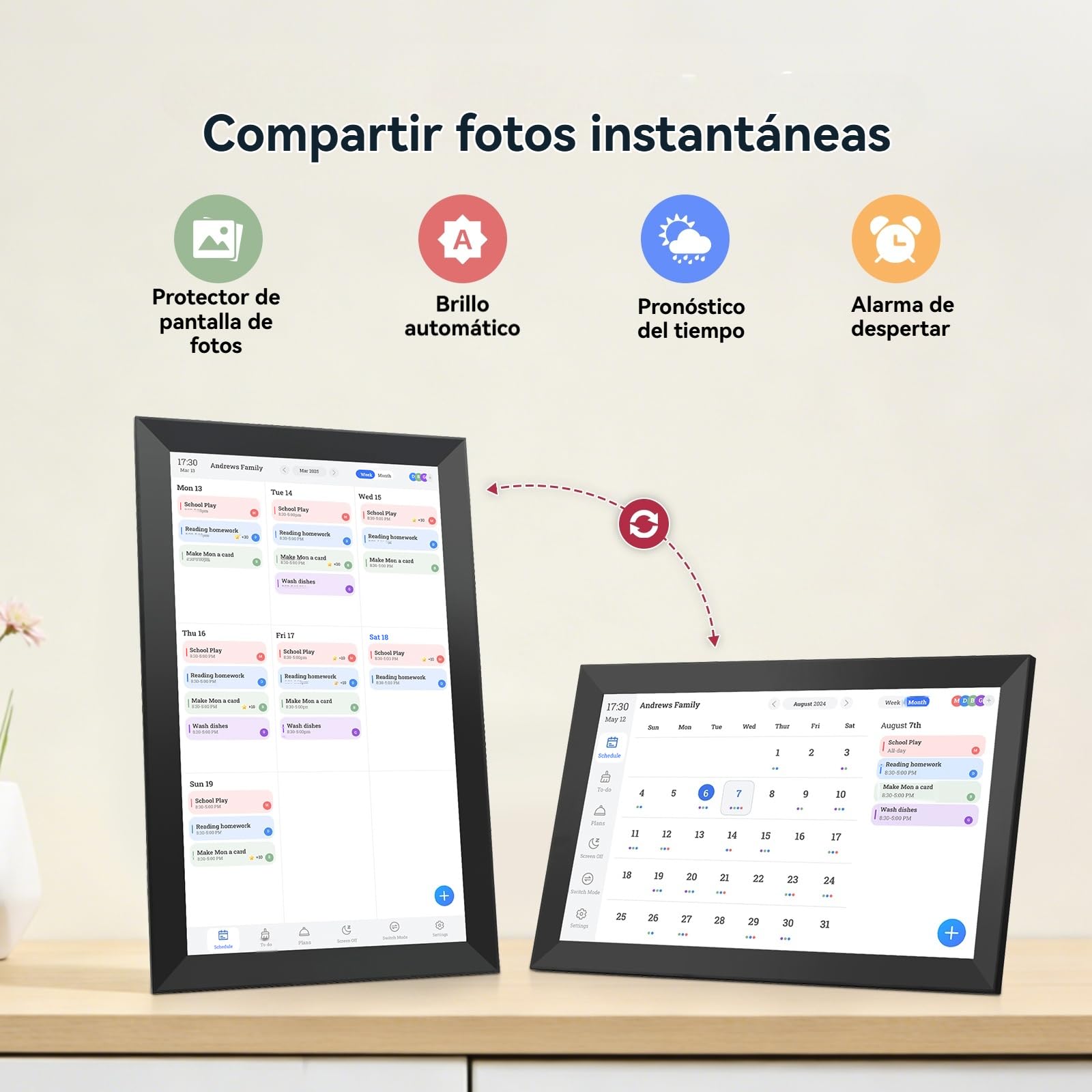 Calendario Digital 15,6 Pulgadas - 32GB Full HD Marco de Fotos Digital y Pantalla táctil interactiva Planning Familiar |Plan de Comidas |Calendario Alzheimer |Programa Reuniones |Modo de Suspensión