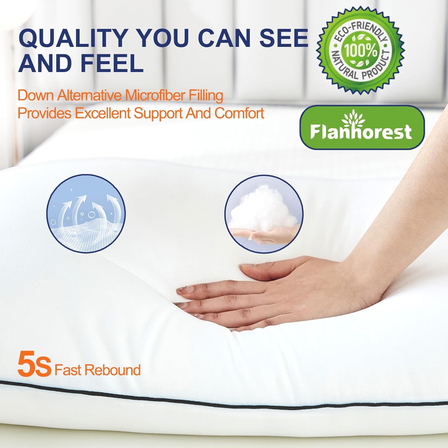 Bed Pillows for Sleeping - Pillows King Size Set of 4, Cooling Luxury Hotel Quality Pillow with Premium Plush Soft Down Alternative Fill for Side Back Stomach Sleepers