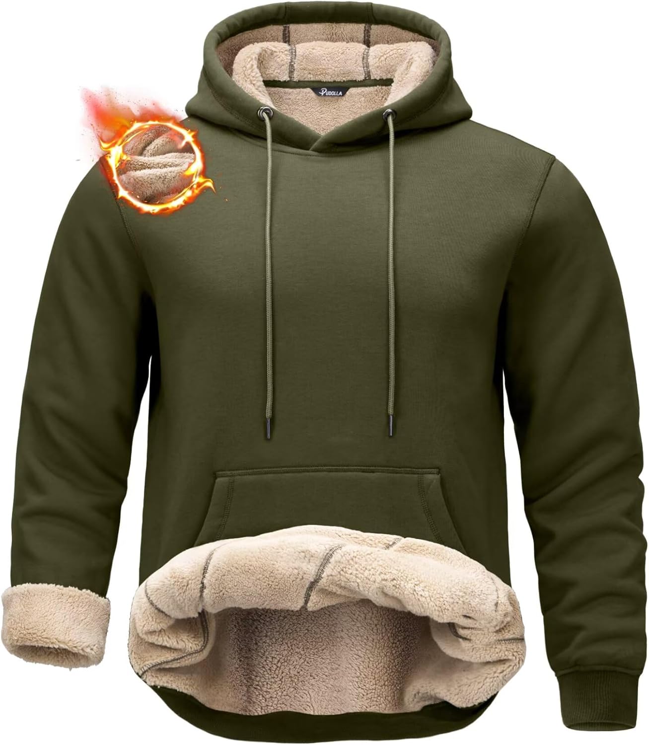 Pudolla Men's Sherpa Hoodie Pullover Winter Thick Warm Fleece Lined Hoodies Athletic Sweatshirts with Kangaroo Pouch Pocket