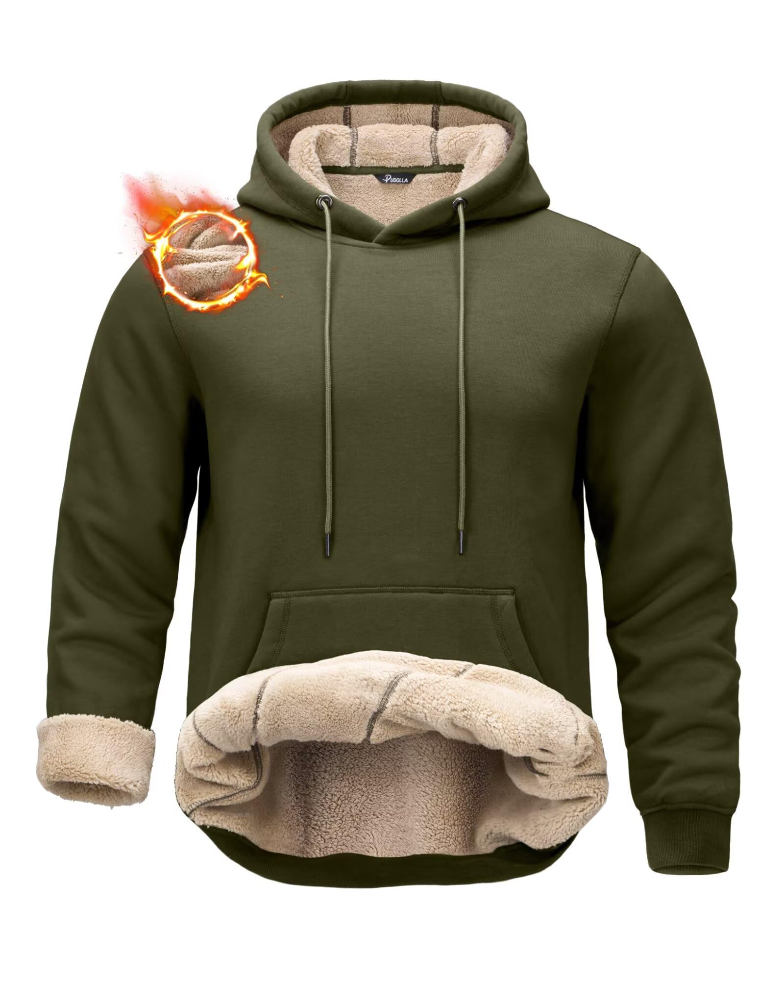Pudolla Men's Sherpa Hoodie Pullover