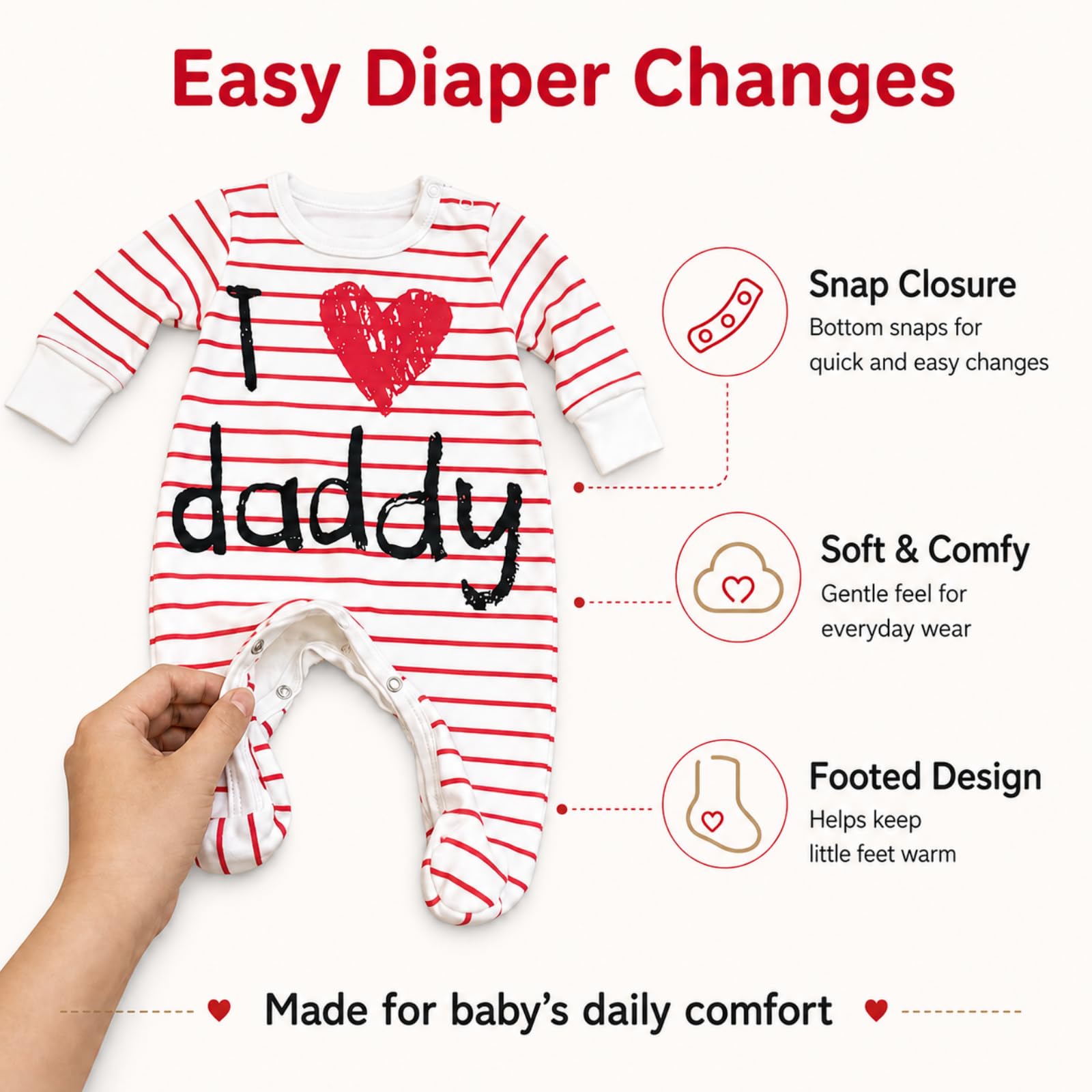 Tutine unisex per neonati, confezione da 2 pezzi, con scritta "I Love Mummy & Daddy", in cotone, per neonati e bambine fino a 24 mesi