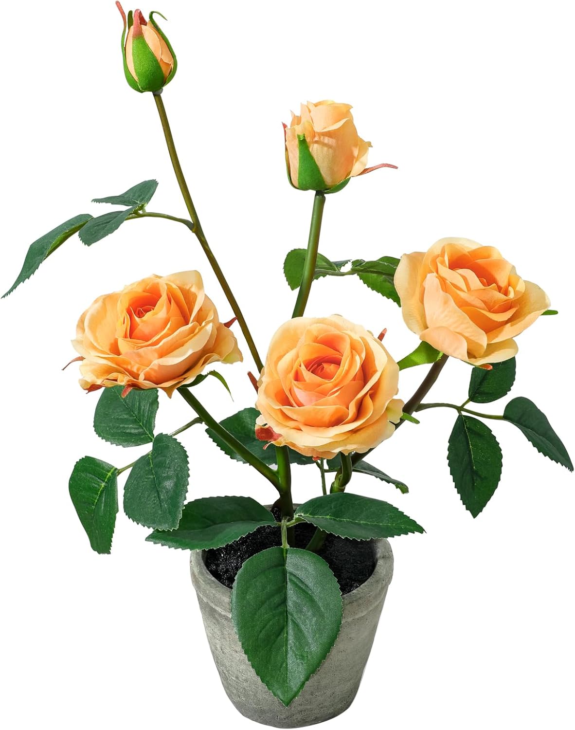 Rose in Pot Decor Potted Artificial Flowers Mini Plants Faux Flowers Indoor Small Decor Fake Roses for Home, Bathroom, Kitchen, Offices, Wedding Party Centerpieces (Rose Yellow)