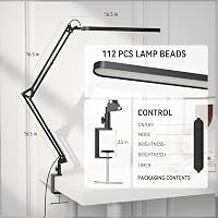 SKYLEO LED Asztali Lámpa Csiptetős 1300 Lm 5 Szín 11 Fényerő Fekete 3