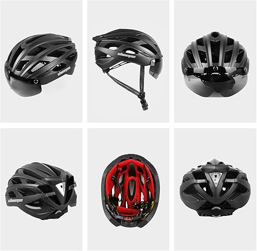 Miniatura 7 de Shinmax Casco de bicicleta, casco de bicicleta CPSCCPC para adultos, hombres y mujeres, con gafas magnéticas y luz trasera LED, casco de ciclismo