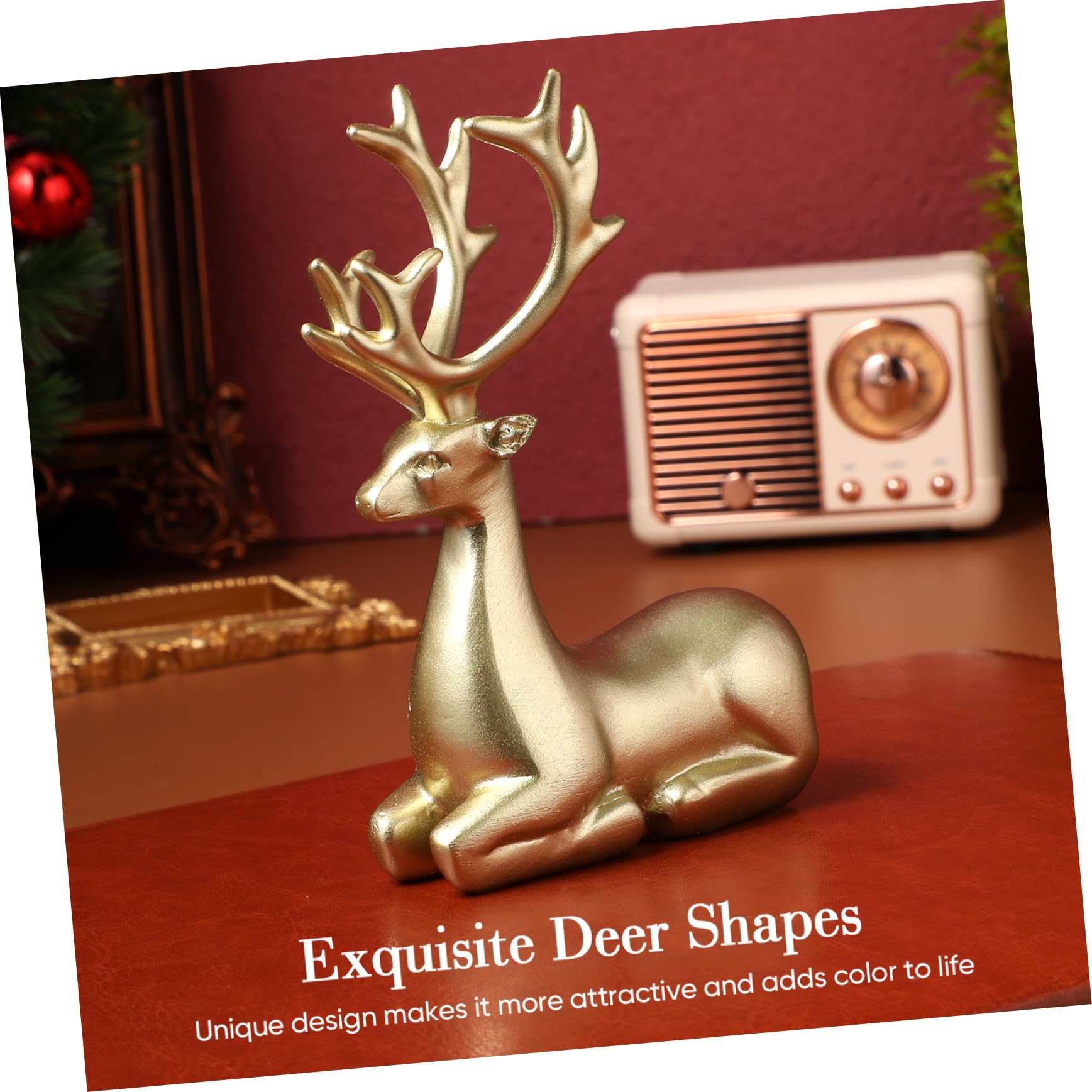 YARNOW 2piezas Adornos De Resina De Reno Para Decoración De Escritorio y Fiestas Navideñas Esculturas Decorativas Para Hogar y