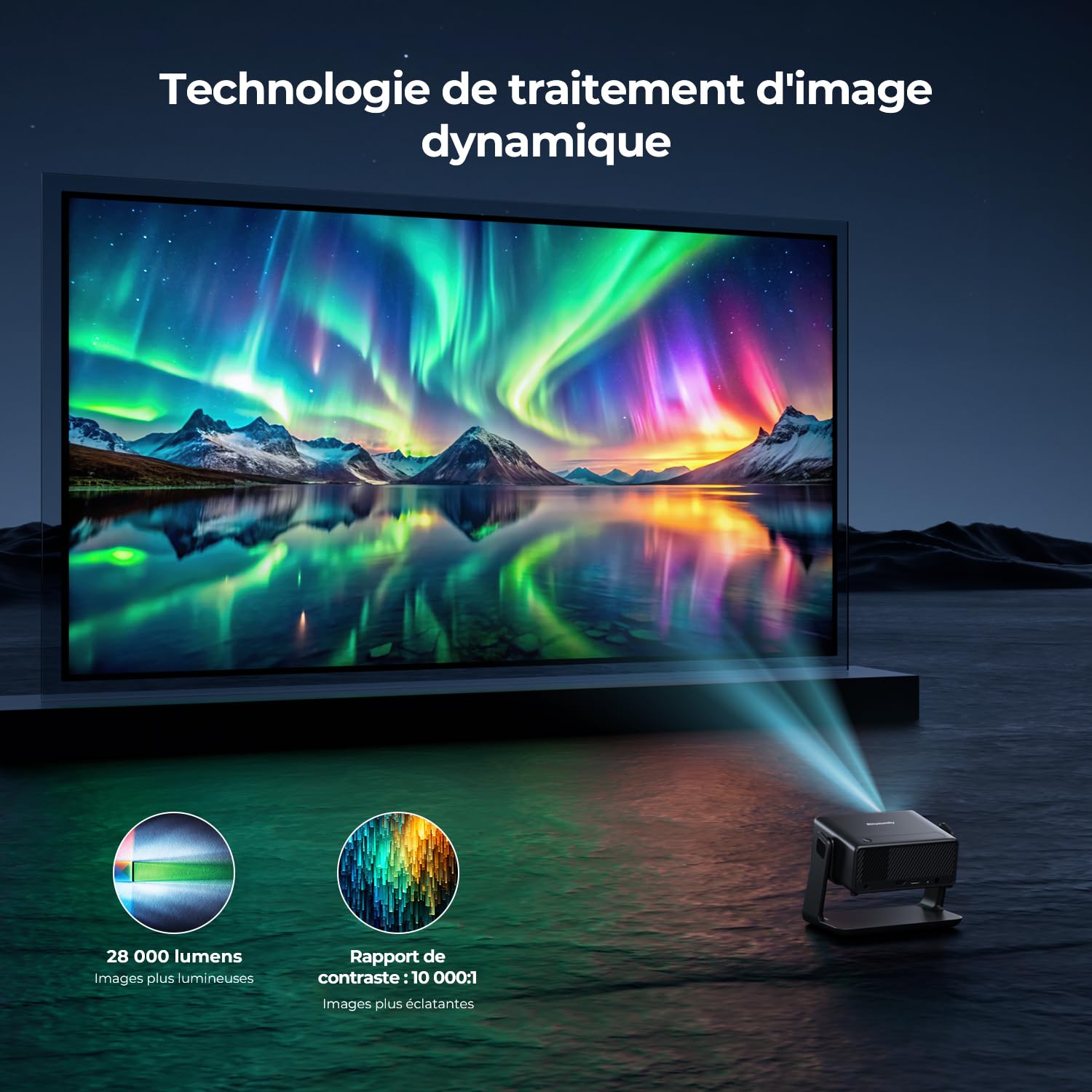 Einyoumily Vidéoprojecteur, Compatible Netflix 1080P, WiFi6 & Bluetooth | Retroprojecteur Focus Électrique/Correction Trapézoïdale, Compatible 100000 Apps, Heimkino/Outdoor
