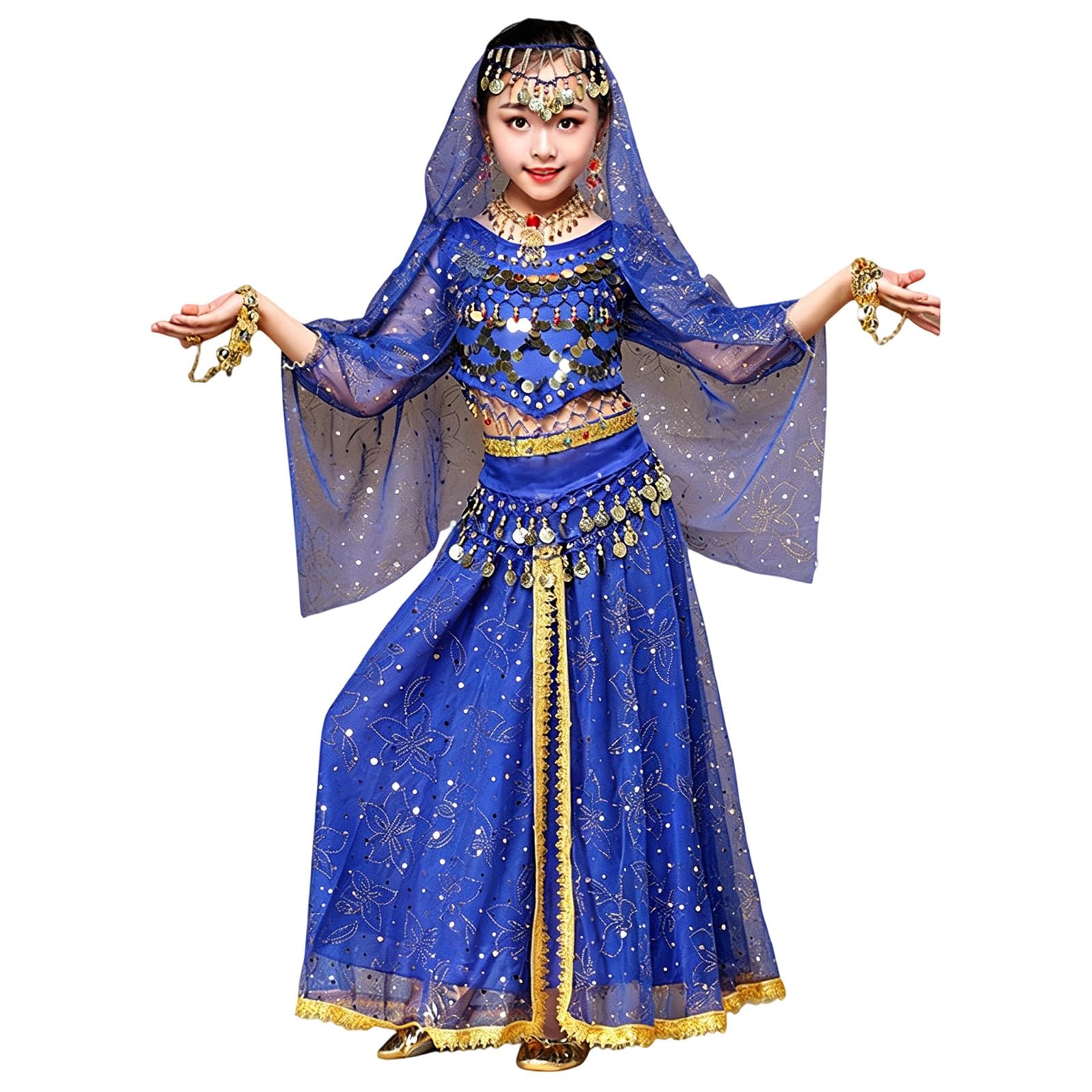 Abito da ballo per ragazze, danza del ventre indiana, abito etnico per la pratica, abbigliamento per danza popolare per bambini