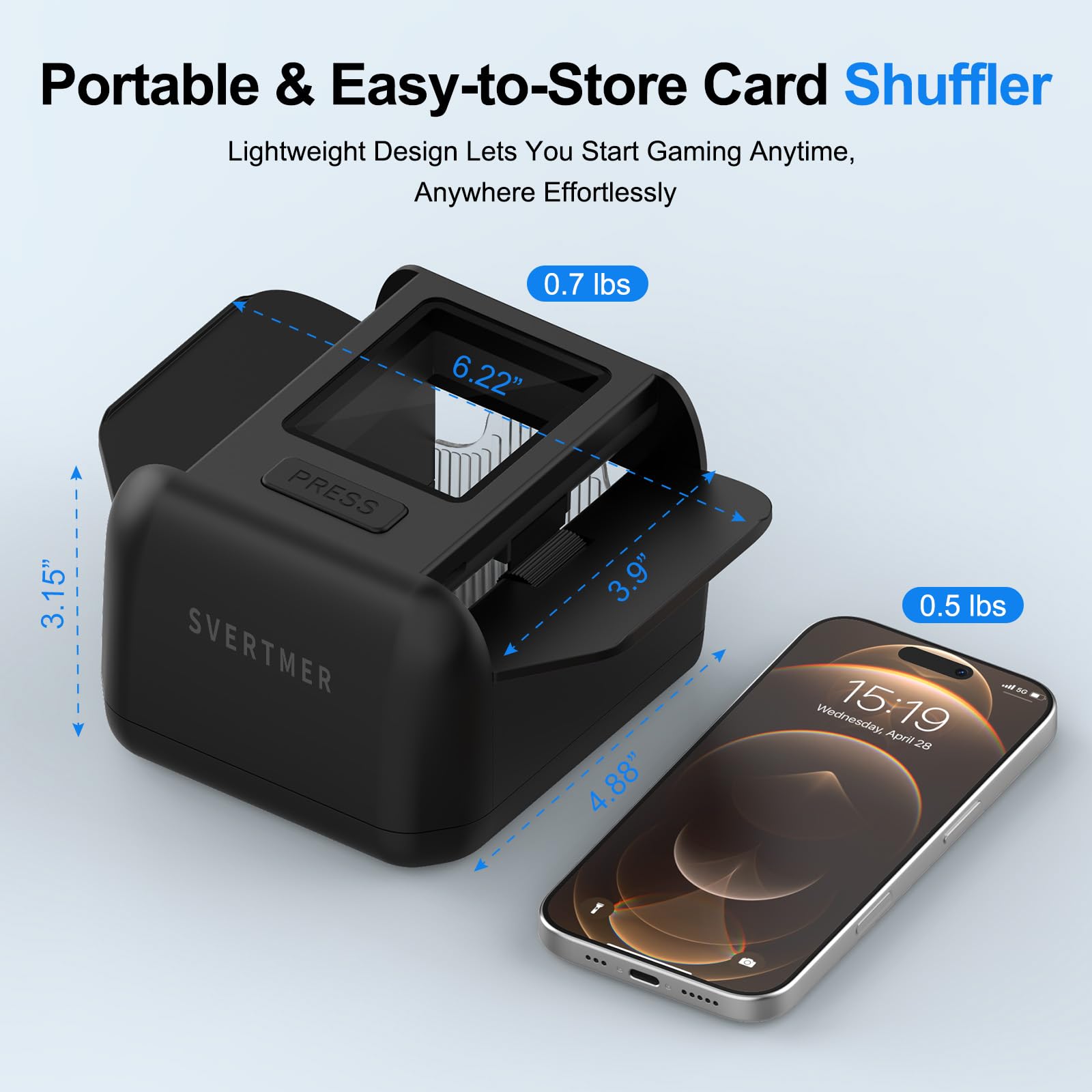 Automatic Card Shuffler|1-2 Deck Electric Card Shuffle Machine|Portable Rechargeable Batteries|for of Poker,Blackjack,UNO,Skip-BO,Phase 10 More Playing Shuffler for Home Game,Travel,Black
