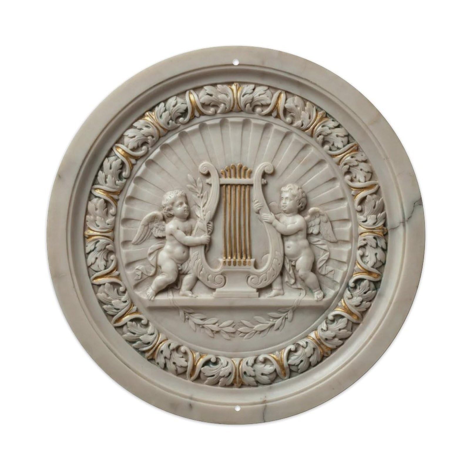 Harvest Cornucopia 3D Marble Gold Metal Tin Sign Plaque