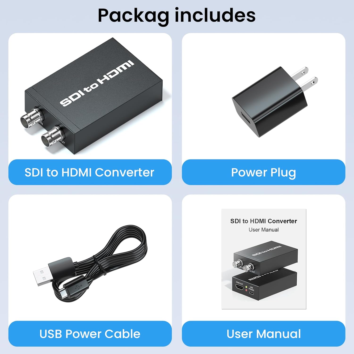 SDI to HDMI adapter, BNC to HDMI converter applicable to 3G-SDI, HD-SDI, SD-SDI signals, widely used in broadcast television, outdoor large-screen display system