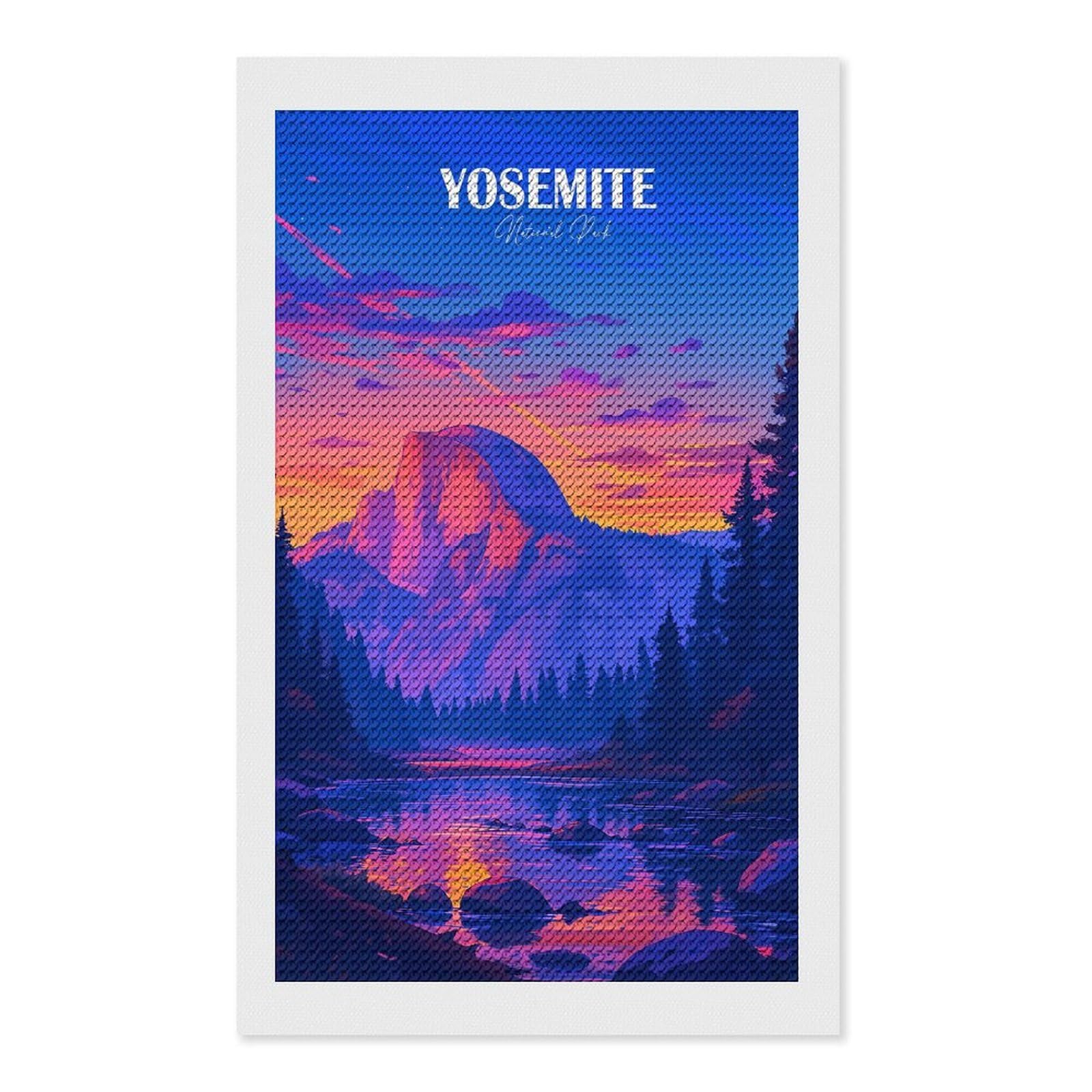 Junmoney Yosemite National Park Landscape Art(2) Diamond Art Canvas 12"x20", for Adults, Printed Canvas, Home Wall Decor, Gift Idea, Mindful Craft Activity