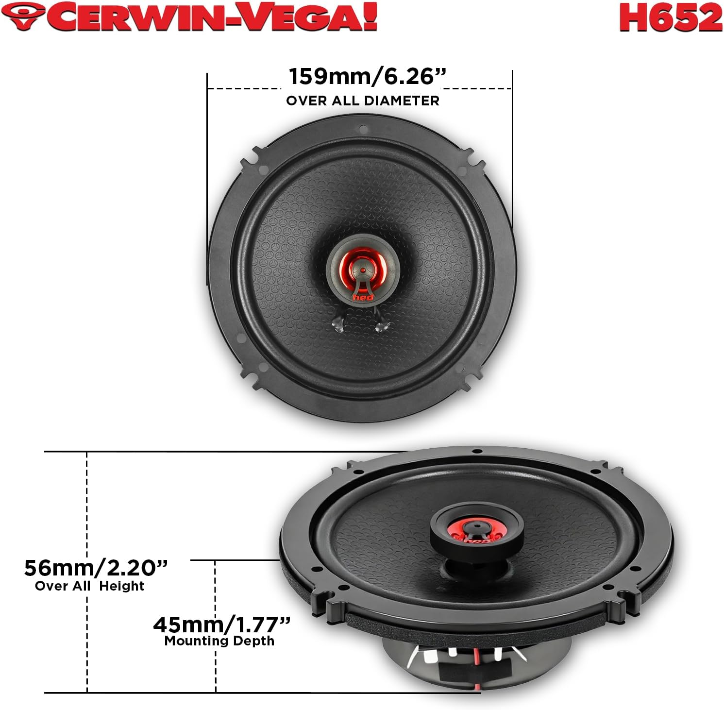 Cerwin Vega Mobile CV H652 - HED 2025 Edition 6.5” 2-Way Coaxial Full Range Speaker