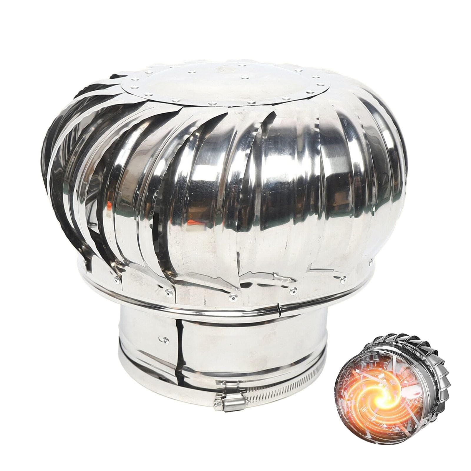 7.5~60 Cm Tapas De Chimenea, Sombrerete De Chimenea Giratorio De Acero Inoxidable 201, Cubierta De Ventilación Redonda Para Techo, Extractor De Humo Pivotantes(25 cm/9.9 in)