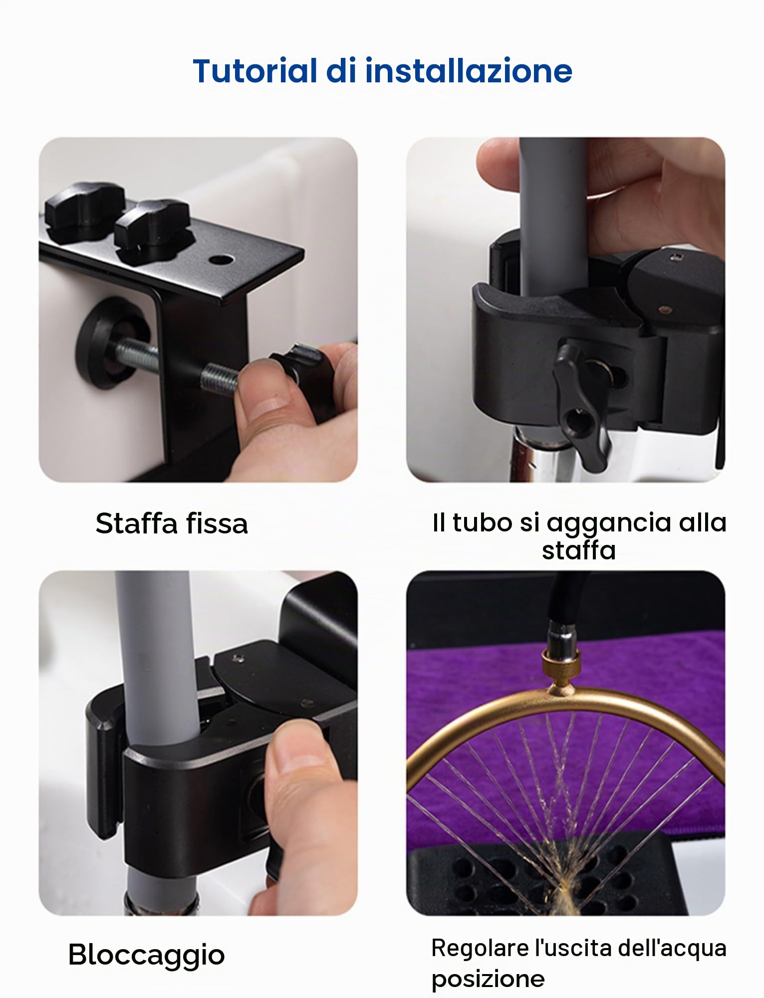 Dispositivo for terapia dell'acqua con spruzzatore d'acqua da barbiere, doccia for esperienza spa, cascata for circolazione dell'acqua for terapia dell'acqua della spa for la testa(Black)