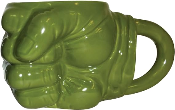 Vandor 54928 Marvel Hulk Fist Shaped Ceramic Soup Coffee Mug, 4.3 x 6.3, Multicolor