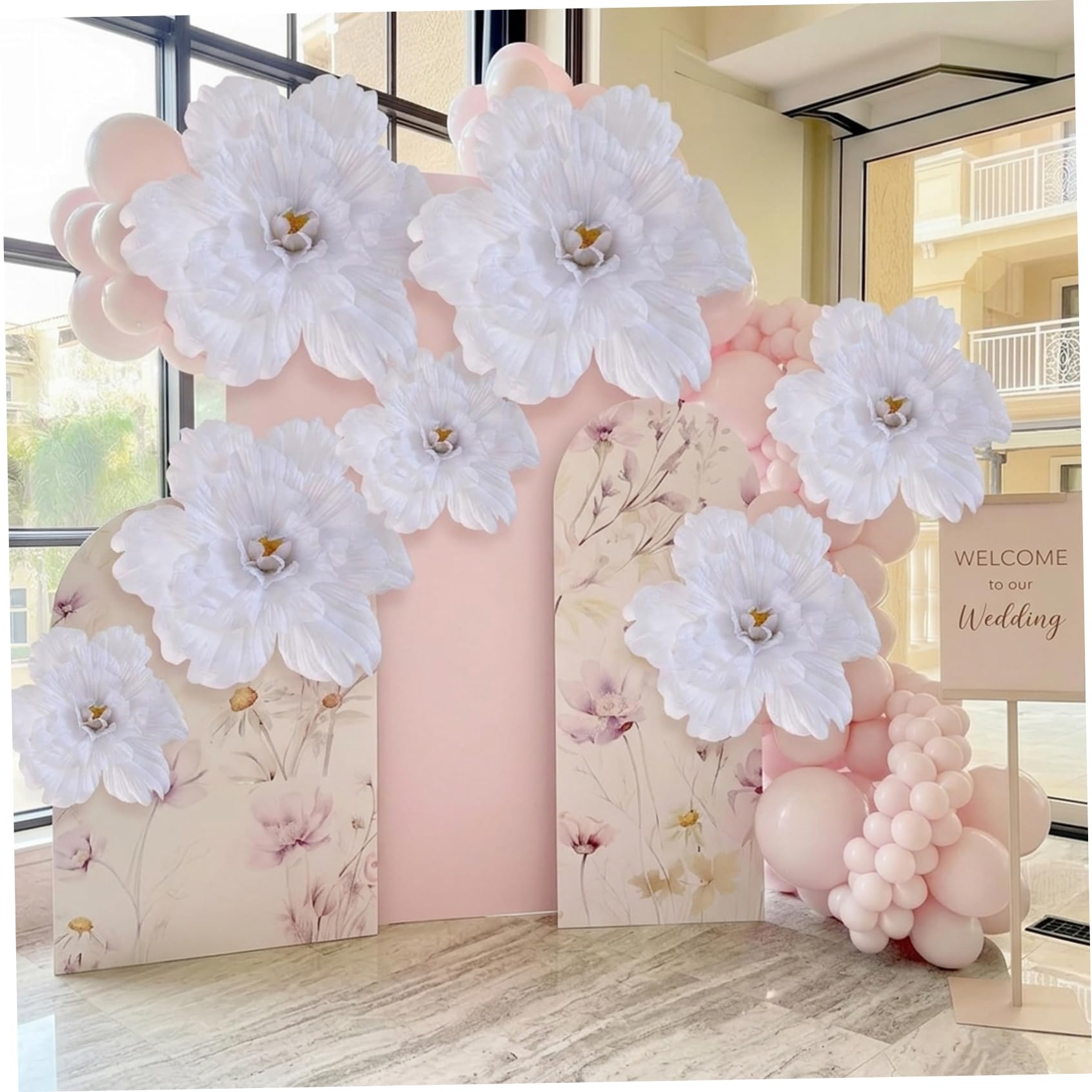 Fiori di Carta velina, Fiori di Carta giganti, peonia Artificiale - 23, 6 Bouquet di per Benvenuto al Matrimonio, Decorazioni murali e Oggetti fotografici per Eventi, Bianco