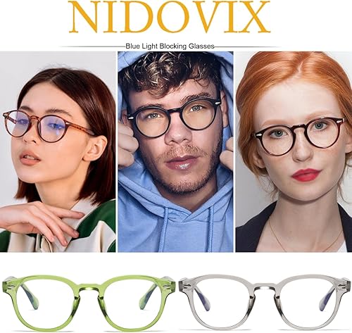 Miniatura 5 de NIDOVIX Lentes de bloqueo de luz azul redondos retro para hombres y mujeres, marco vintage sin receta