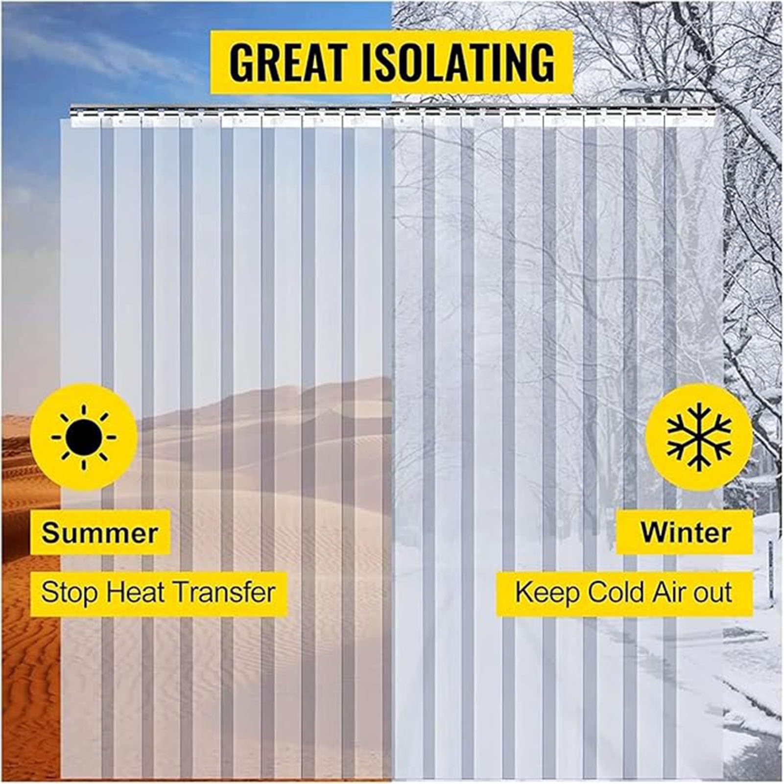 Kit di tende da patio resistenti e impermeabili per congelatori e celle frigorifere – strisce isolanti (1,35 x 2,9 m) – perfette per celle frigorifere e uso a temperatura negativa