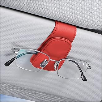 AICEL Sunglasses Holders for Car Sun Visor, Leather Eyeglasses Hanger Mounter, Magnetic Glasses Holder and Ticket Card Clip, Auto Interior Accessories Universal for SUV Pickup Truck