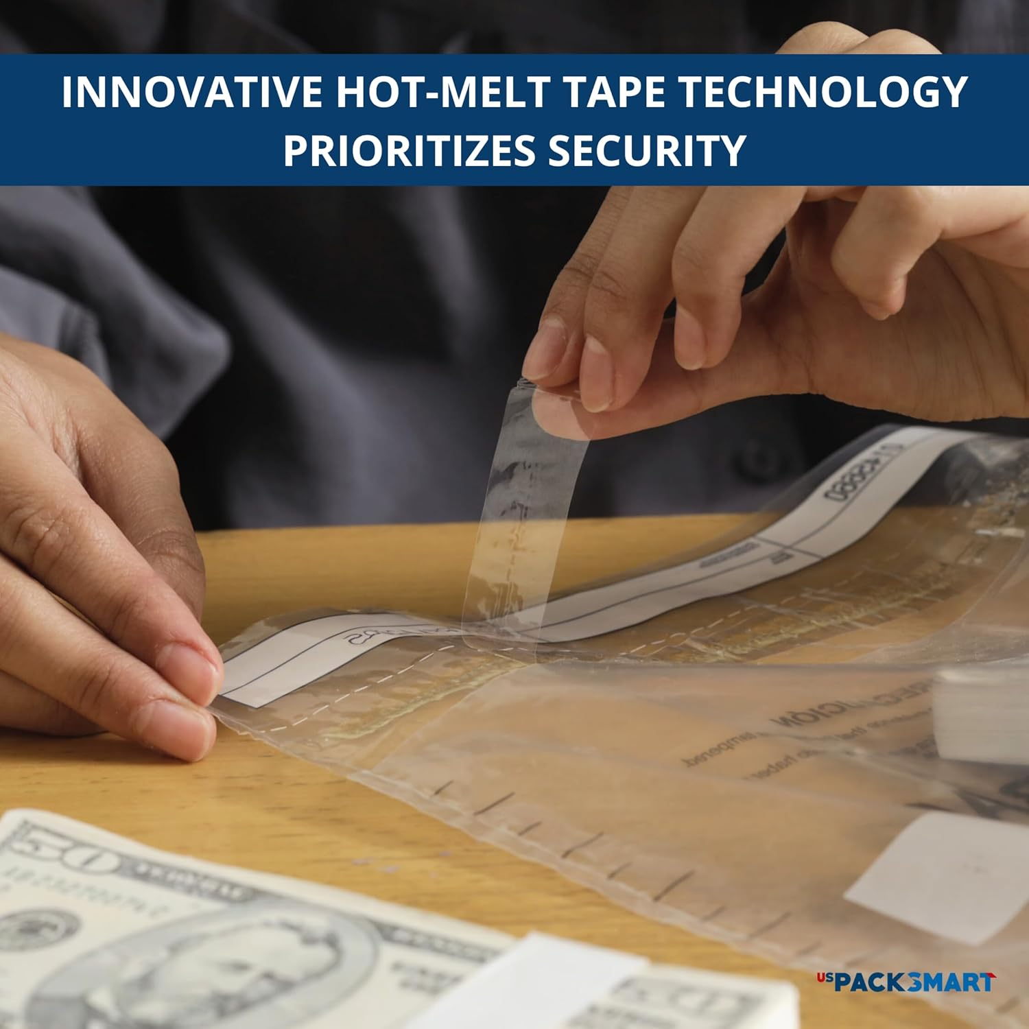 Clear Plastic Deposit Bags 9"x12" | Secure Bank Deposits, Cash Handling or Safe Currency Transportation | Sequential Barcodes | Tamper-Evident | Tear-Off Receipt for Security | 100-Pack - Image 8