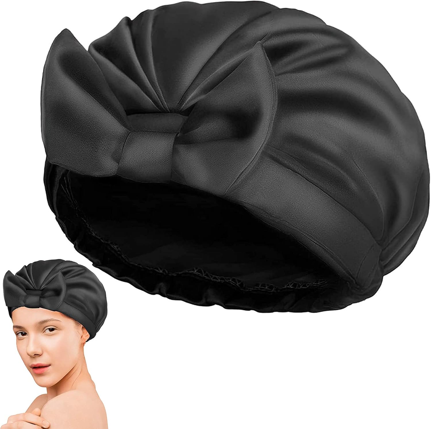 Aohcae Satin Shower Cap for Women,Silk Night Sleep Cap