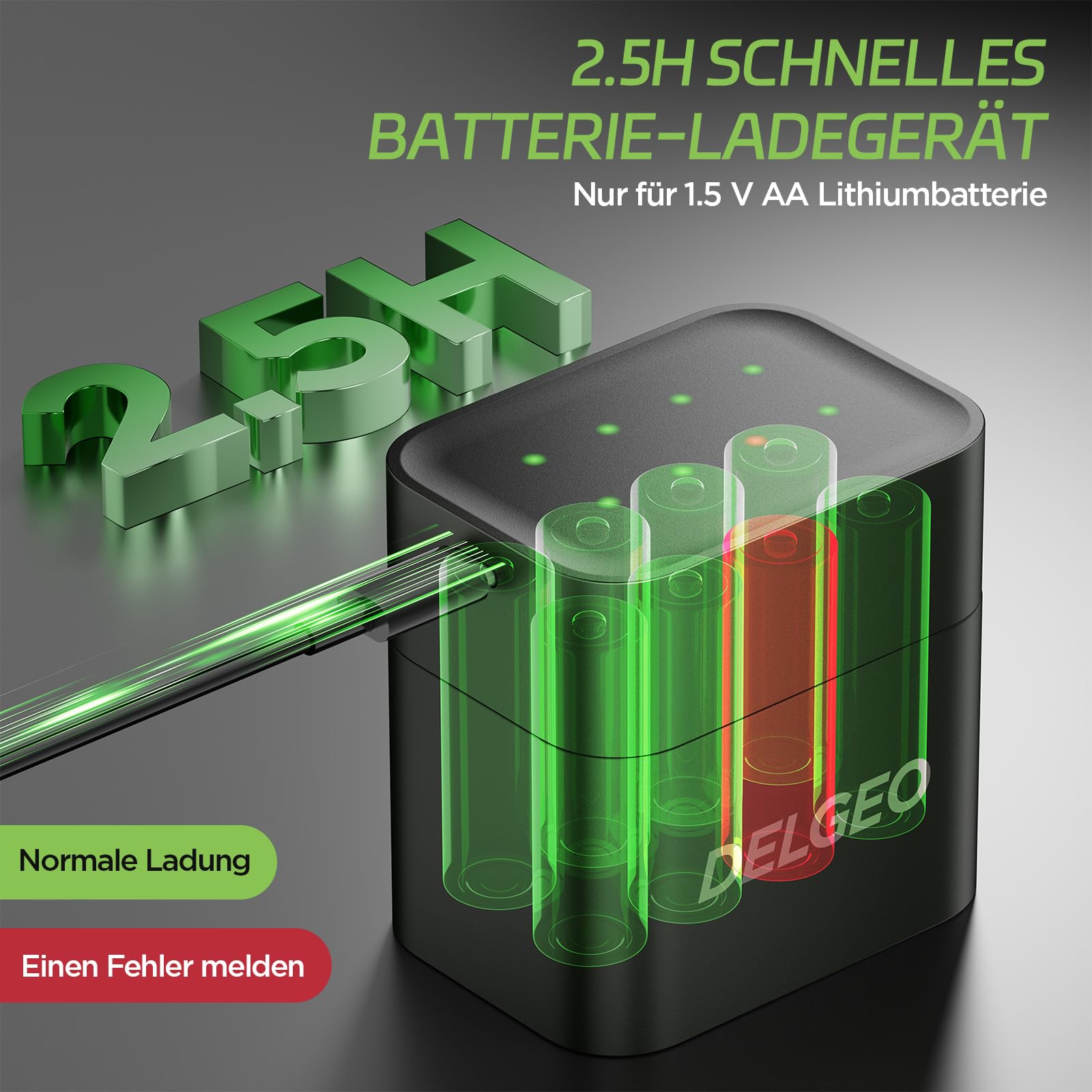 Batterie Ricaricabili AA al Litio 8 Pezzi 3600mWh 1,5V Lunga Durata