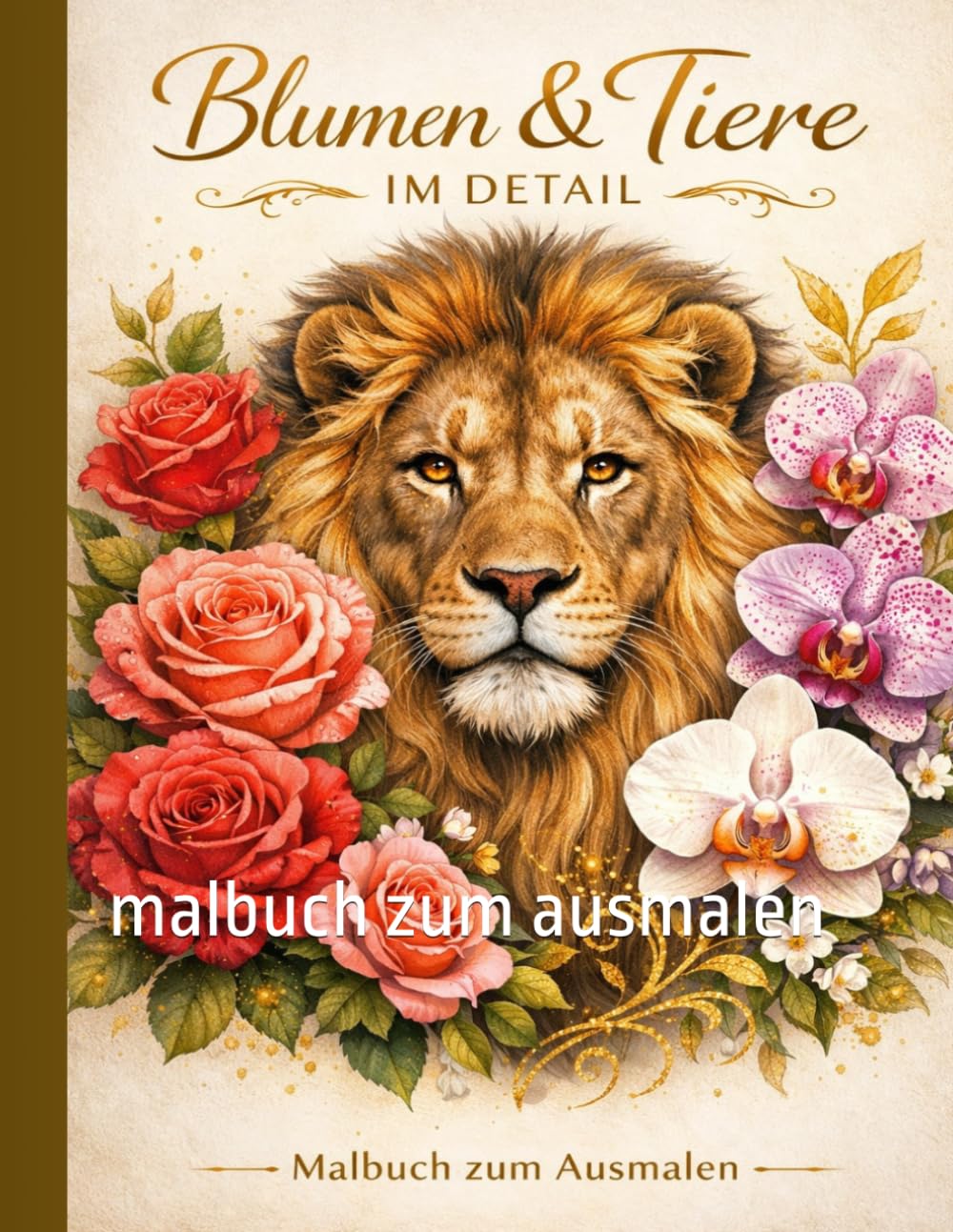 blumen e tiere im detail: malbuch zum ausmalen