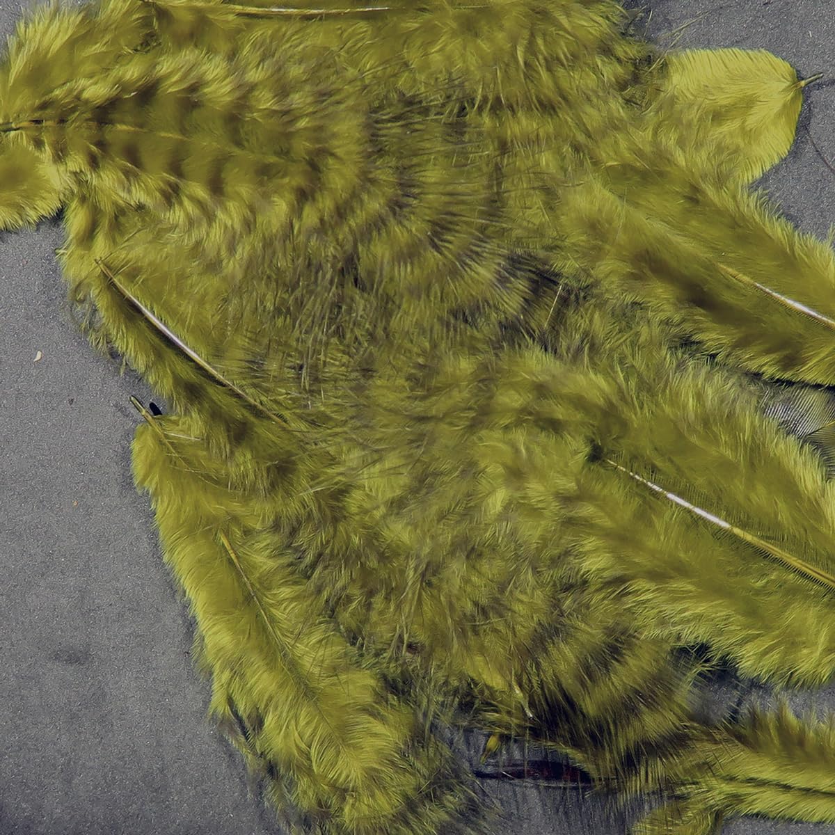 Hareline Fly Tying Grizzly Marabou – Barred Marabou Feathers for Fly Tying Streamers, Woolly Buggers & Leeches (Olive)