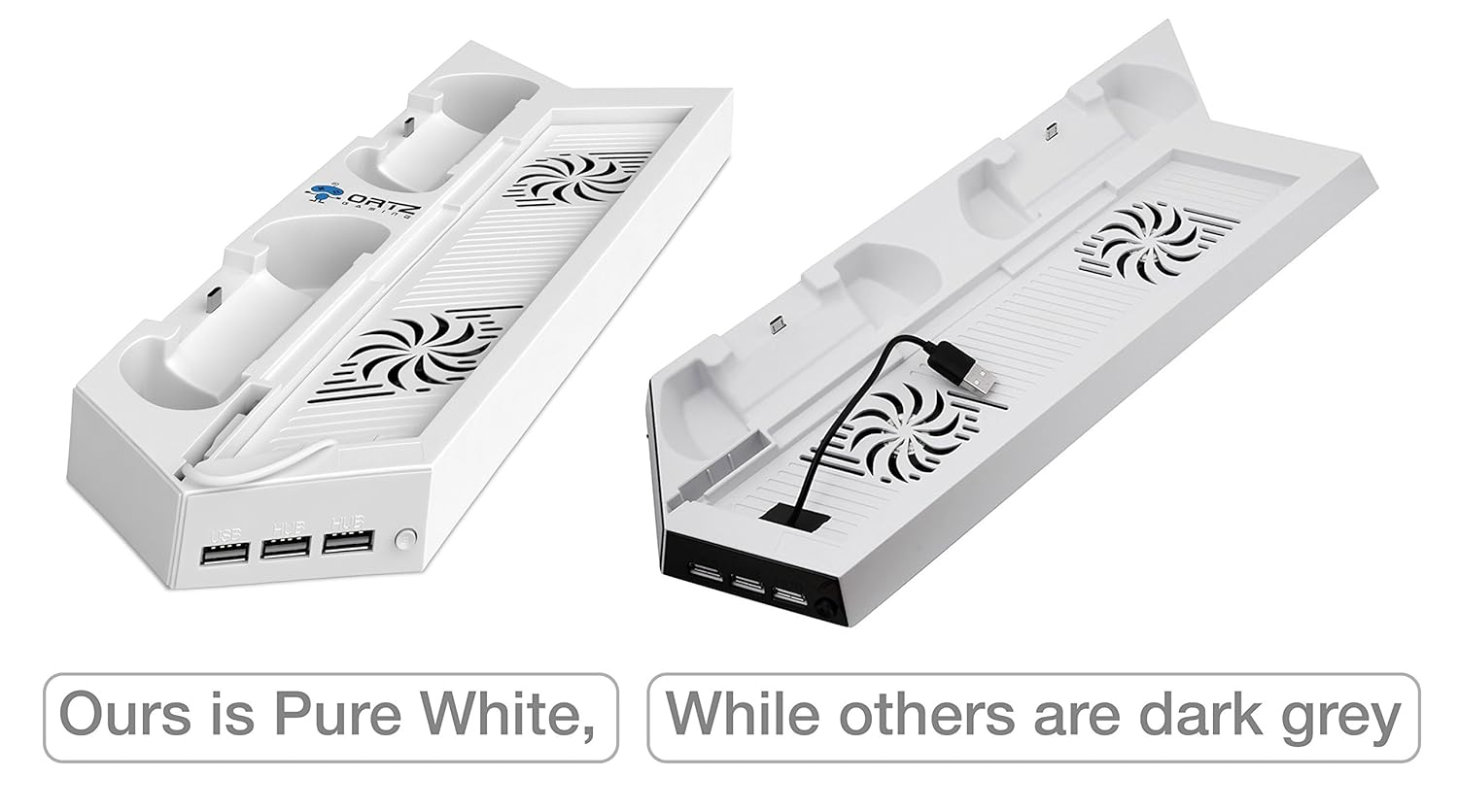 Ortz PS4 Vertical Stand with Cooling Fan [LIMITED EDITION -White]