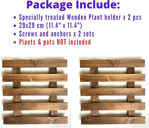 Miniatura 2 de ShopLaLa 2 maceteros de pared colgantes de madera para suculentas, orquídeas, Tillandsias u otras, decorativos, soportes de plantas reales, para