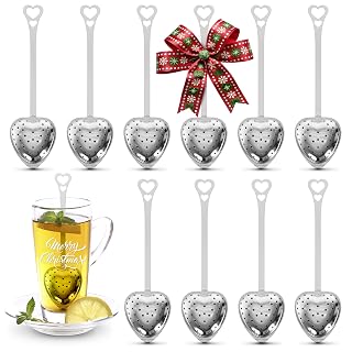 10 Pcs Heart Tea Infuser for Loose Leaf Tea Steeper – Rust-Resistant Stainless Steel Strainers with Secure Clasp, Easy Brewing Design, Keeps Loose Leaves Contained | Suitable for Parties & Gifting
