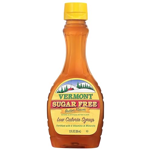 Maple Grove Farms, Vermont - Jarabe de mantequilla para panqueques con vitaminas, sin azúcar, 12 onzas