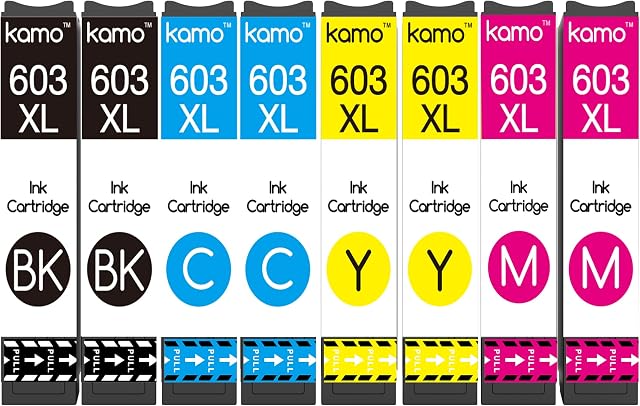 Kamo 603 XL Multipack Compatible with Epson 603 603XL Ink Cartridges ( 8-pack ), for Expression Home XP-2100 XP-2105 XP-3100 XP-3105 XP-4100 XP-4105, Workforce WF-2810 WF-2830 WF-2835 WF-2850 WF-2870