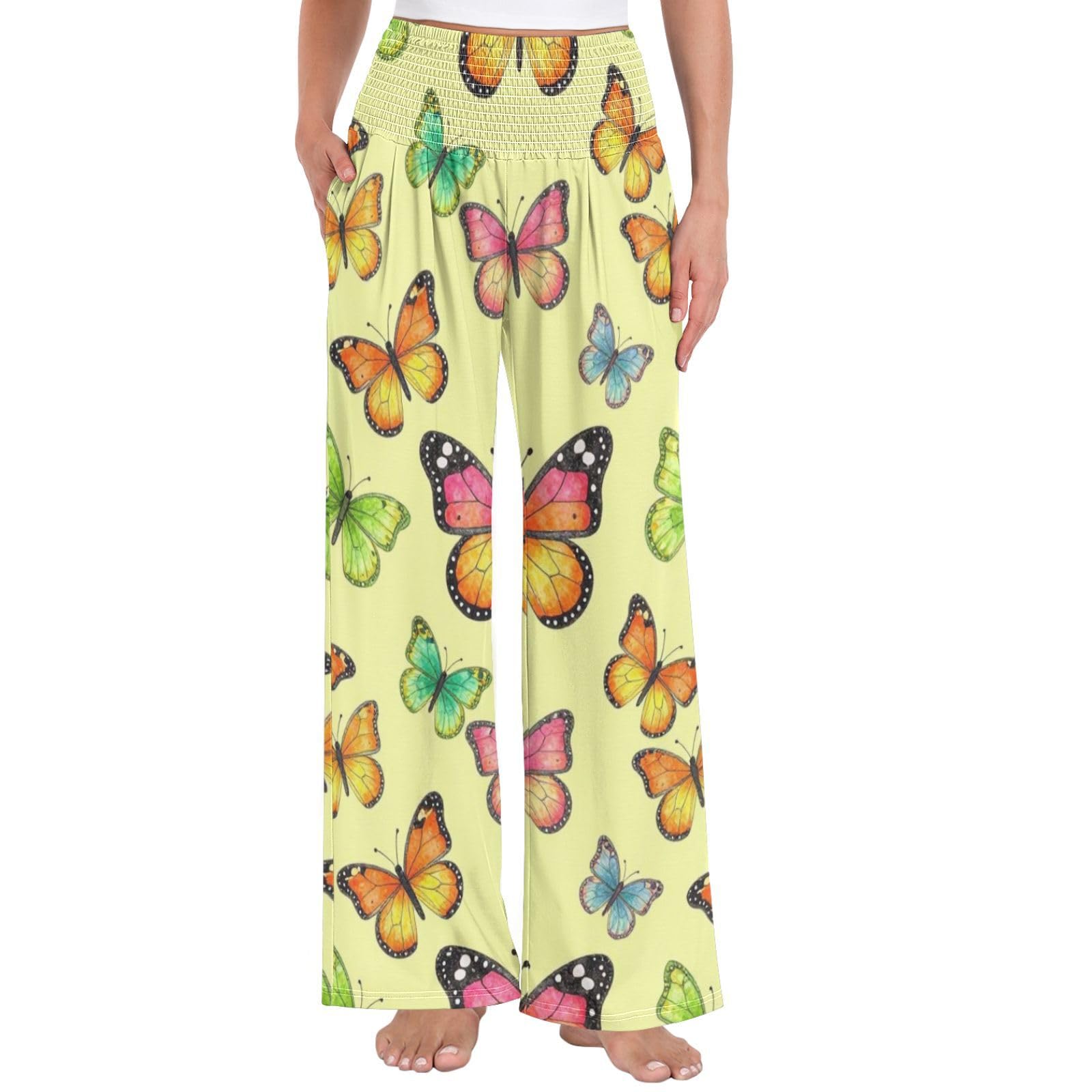 Butterfly Boho - Pantalones de yoga para mujer, ligeros, elásticos, informales, ropa de descanso