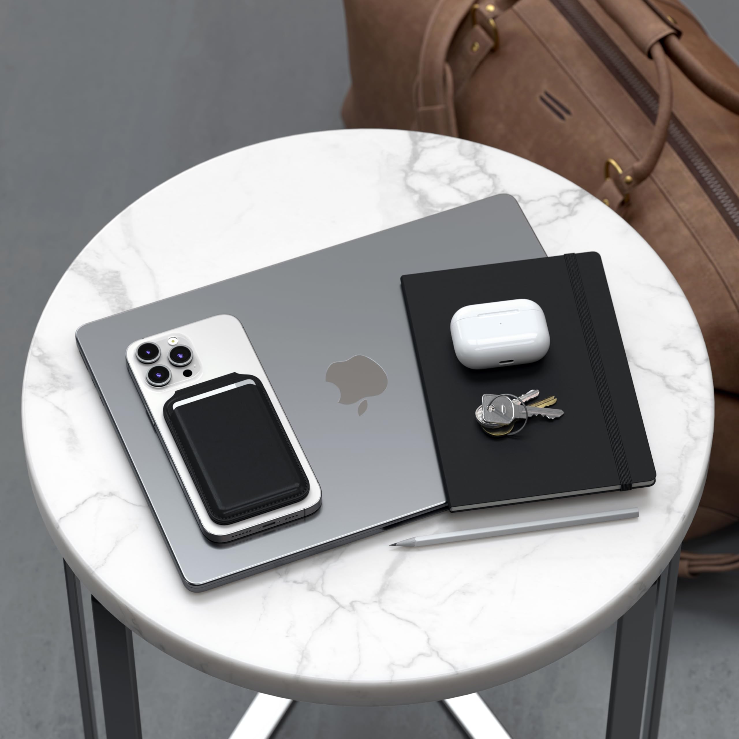SATECHI MagSafe Portfel, Magnetyczny Uchwyt na Karty I Stojak Do iPhone, Portfel Z 4 Przegródkami na Karty I Nfc, Do Wszystkich Modeli iPhone 17 16 15 Do 12, Materiał Premium (PU) – Czarny