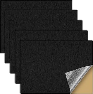 STHIRA 5Pcs 8x11.8 inch Self Adhesive Leather Repair Patch for Car Interior, Sofa & Furniture Waterproof Seamless Synthetic PVC Leather Stickers, Easy DIY Peel & Stick for Sofa, Seat, Bike, Black