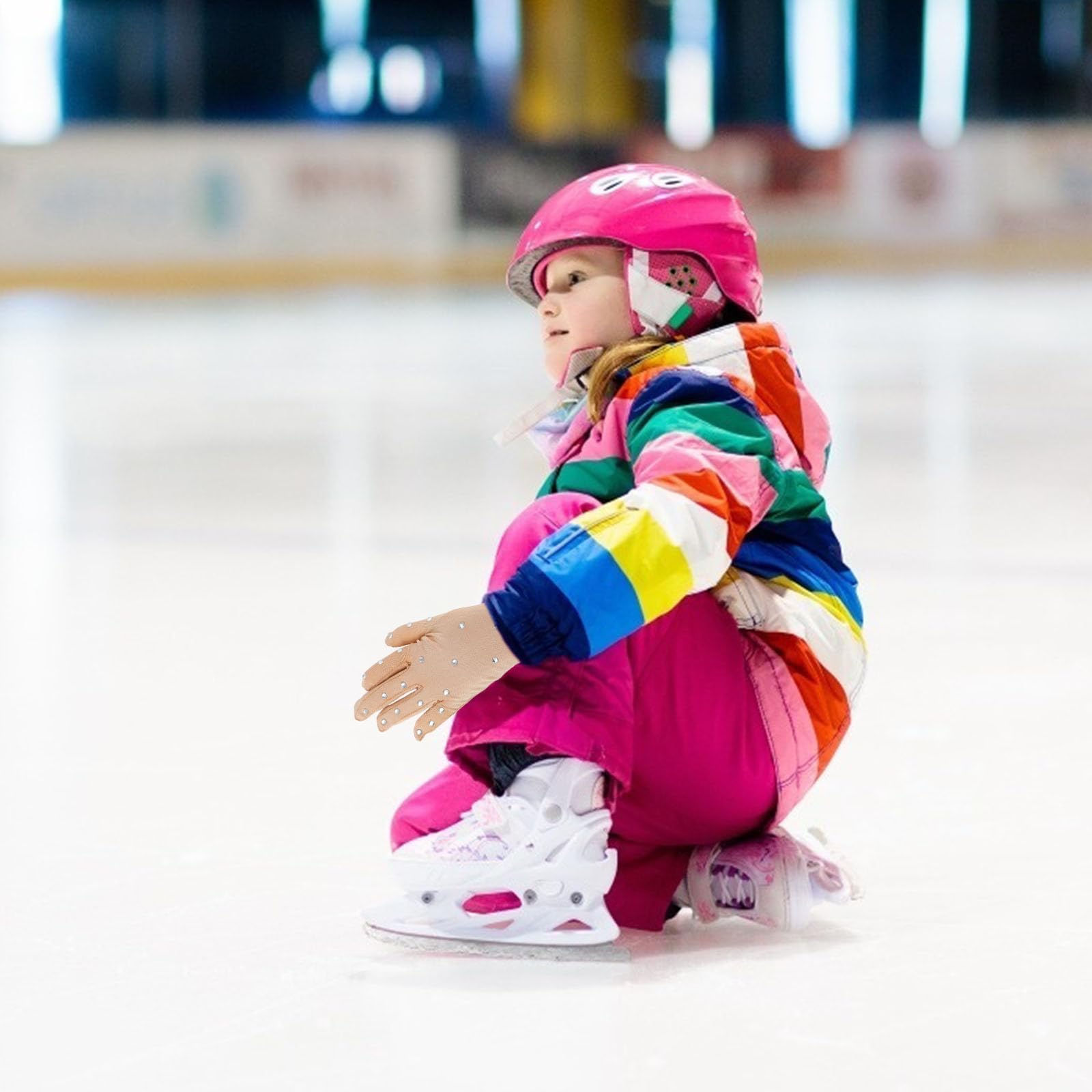 GALPADA Guantes Antideslizantes de Fibra Elástica Protección Térmica y Transpirables Gemas de Imitación para Vestida Patinaje Artistico Niña Ideales para Patinaje sobre Hielo — view 5