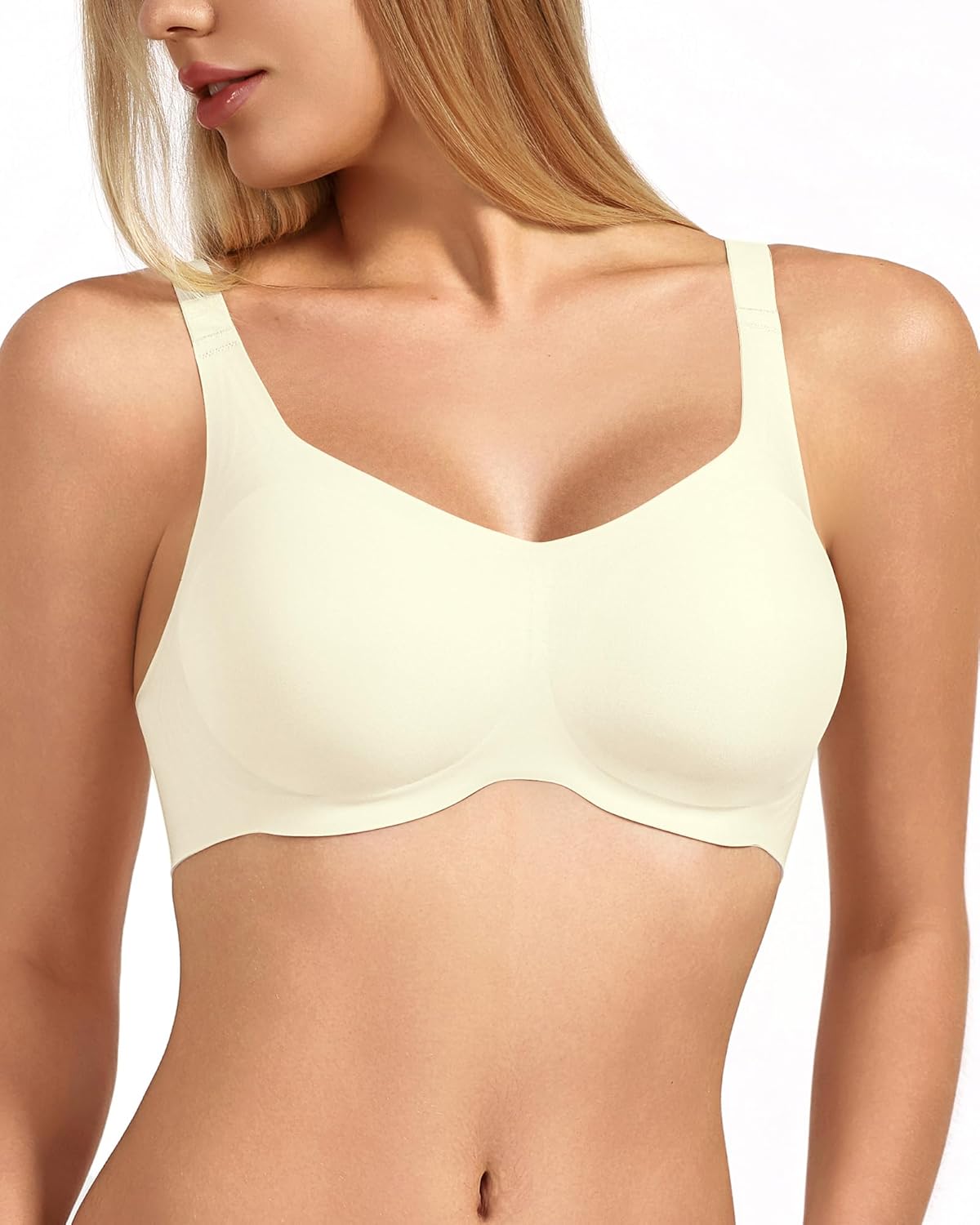 VQJ Women's Jelly Bra Ultra Soft Full Coverage Wireless, Cloud Comfort No Underwire Push Up & Lift with Full Support Bra