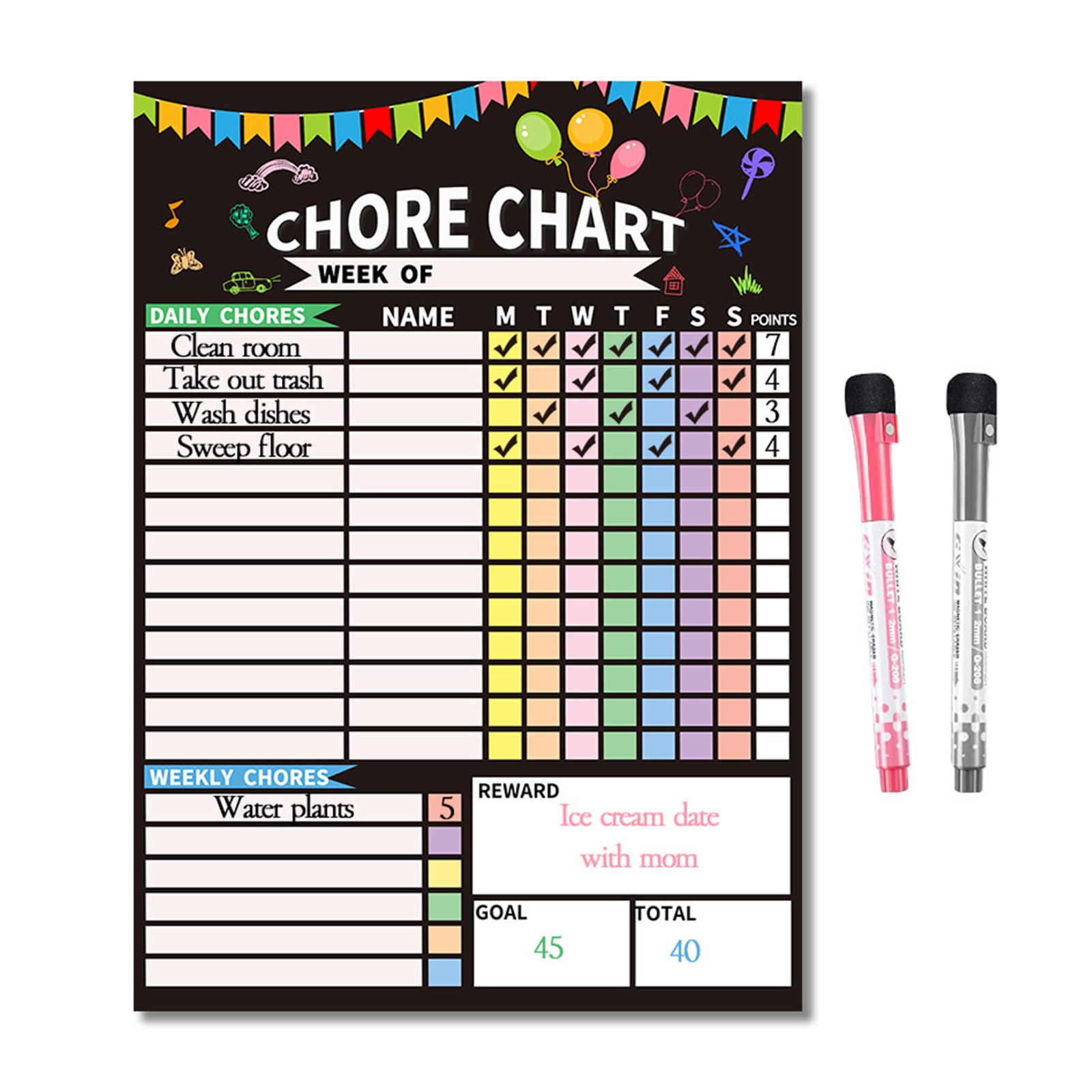 Buy Colorful Chore Chart Magnetic Reward Chart For Kids Dry Erase buy-colorful-chore-chart-magnetic-reward-chart-for-kids-dry-erase