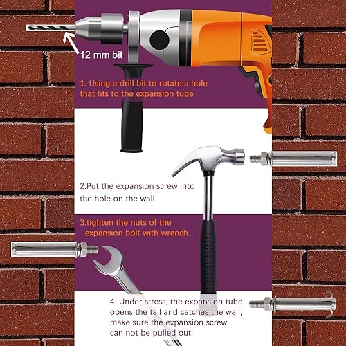 Miniatura 6 de Tornillo de expansión M8 x 3150in con anclaje de anillo de ojo cierre de perno de ojo interno de acero inoxidable 304 paquete de 5 unidades perno de