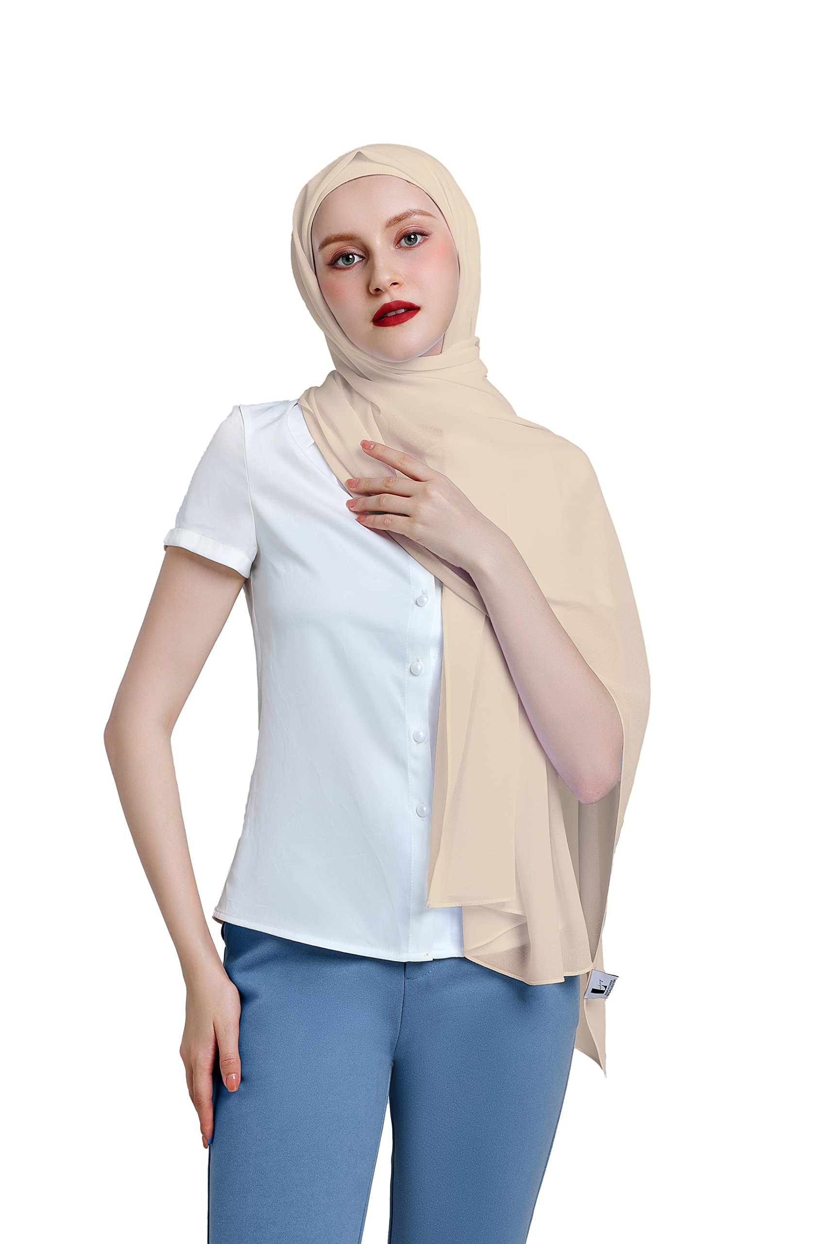 Chiffon Hijab Scarf and Matching Inner Cap Set - Premium Lightweight Hijab for Women
