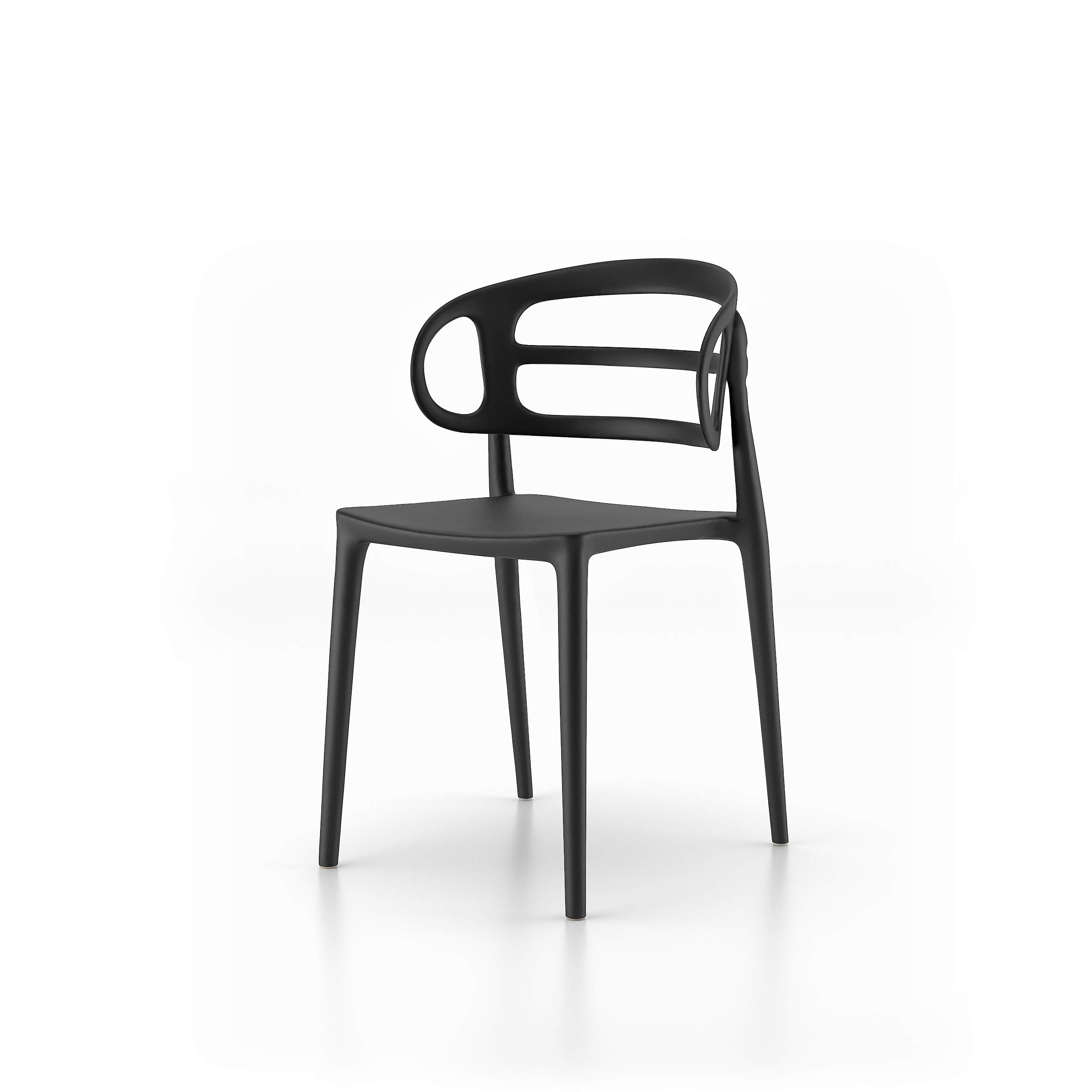 MOBILI FIVER, Sillas Carlotta, Set de 4, en Negro, Polipropileno, Silla por Cocina, Jardín, Salon
