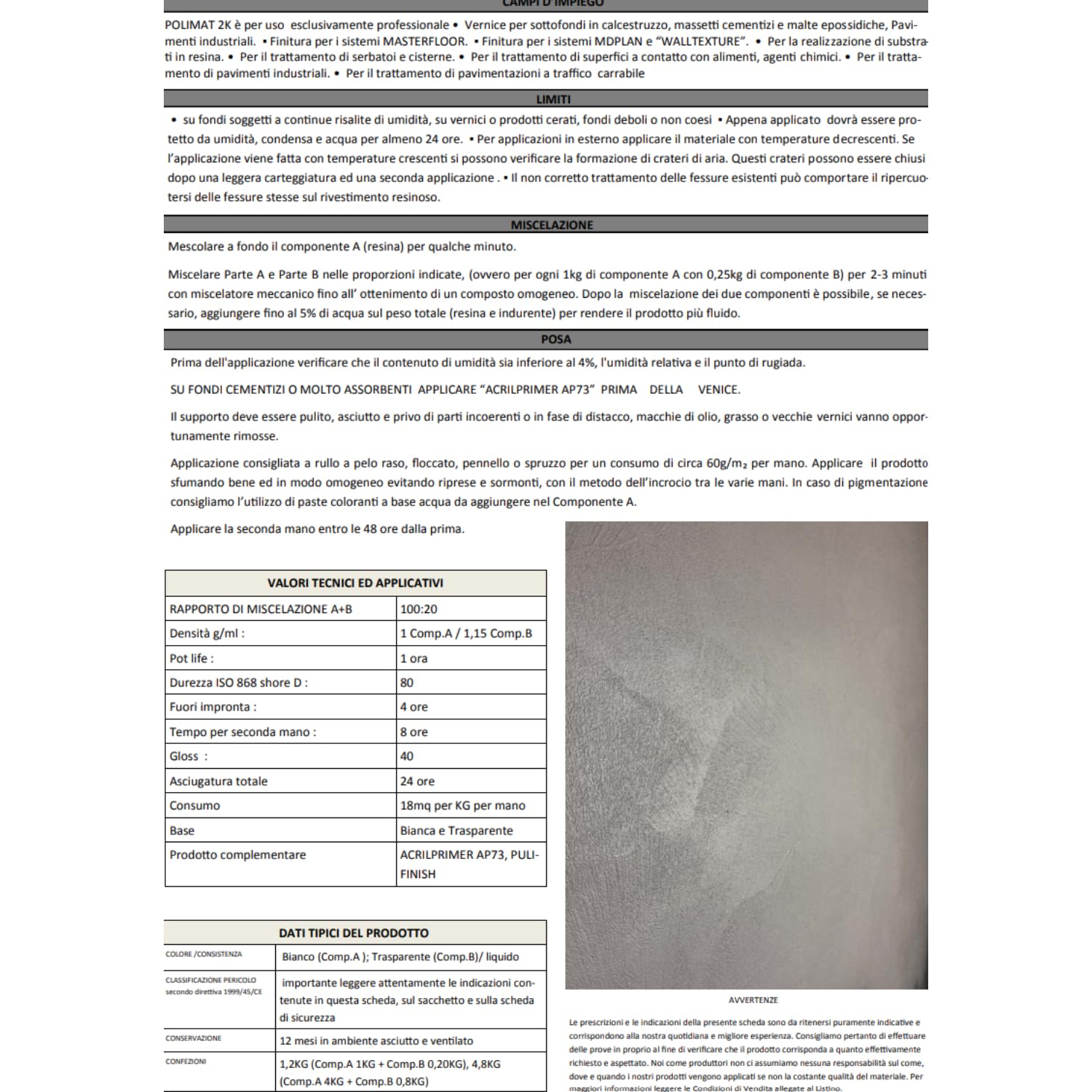 Resina Poliuretanica Colorata Per Pavimenti 1,2 Kg (Polimat 2k) (POLIMAT 2K) Alifatica Bicomponente all’Acqua Finitura UV Resistente Microcemento Piastrelle Parquet Superfici Industriali (Bianco)