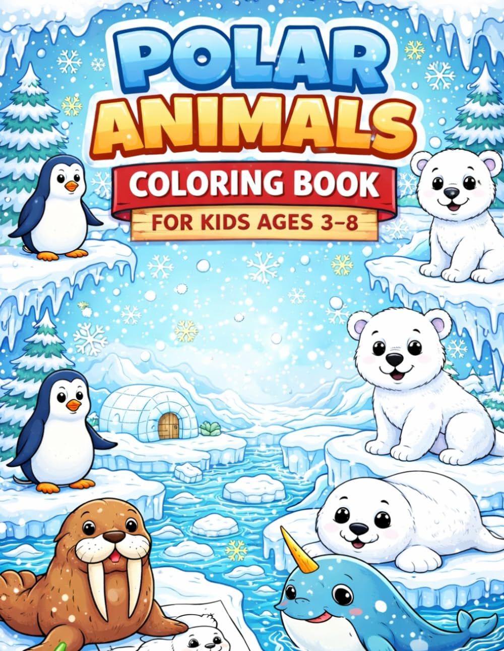 Polar Animals Coloring Book for Kids Ages 3–8: 51 Polar Animal Coloring Pages with Blank Pages for Comfortable Coloring