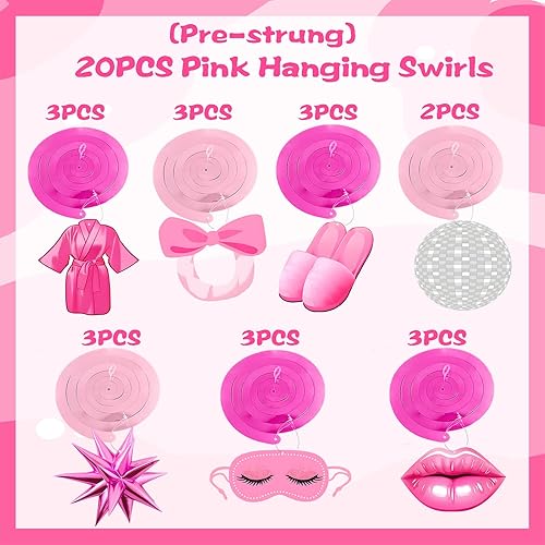 Miniatura 2 de Pre-strung Hot Pink Party Decorations Spa Party Decorations Spa Birthday Party Supplies for Girls Slumber Party Decorations Bachelorette Party