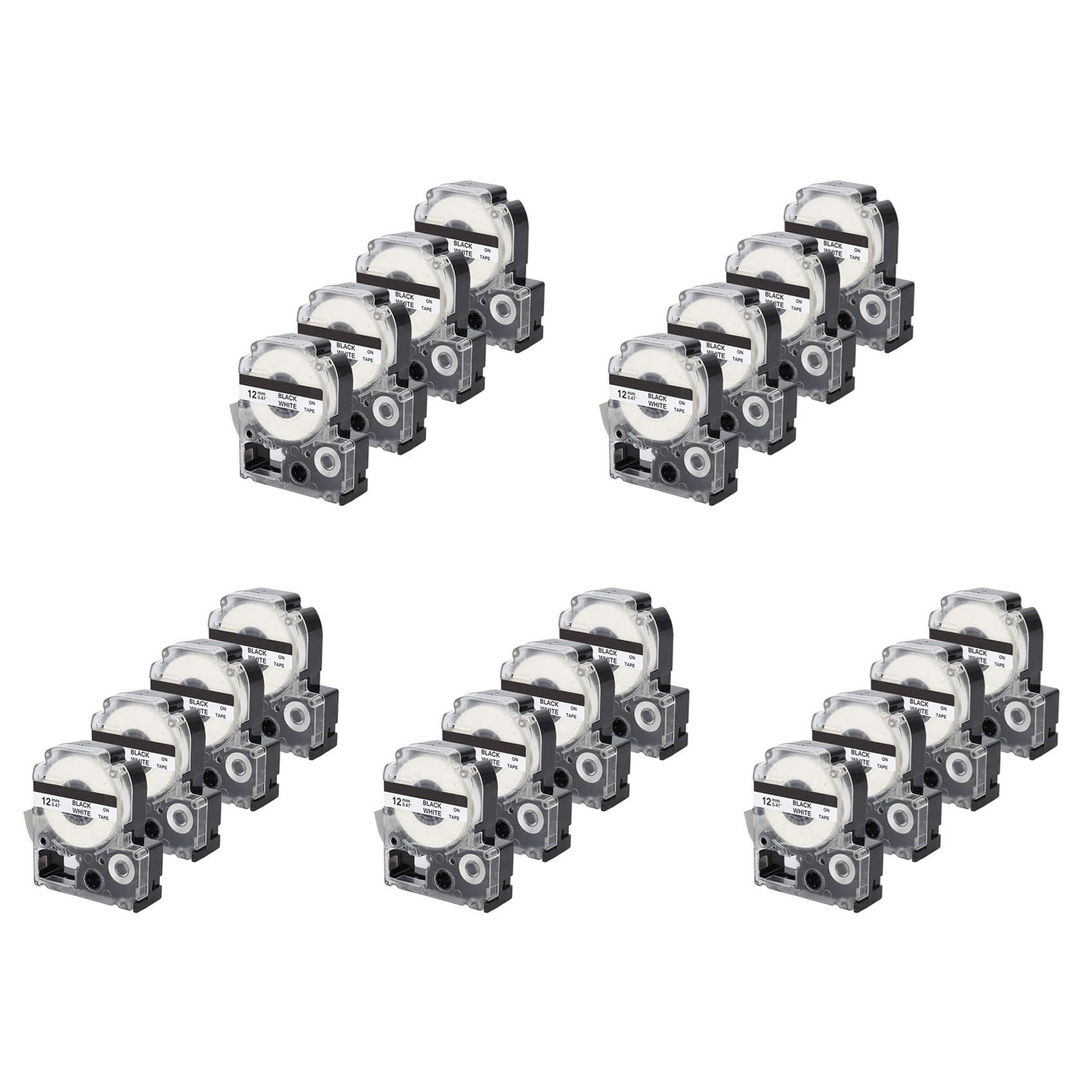 Sostituzione del Nastro per Etichette Compatibile da 20 Confezioni per Cartucce Nastro per Etichette -4WBN (SS12KW) Nastro Nero su