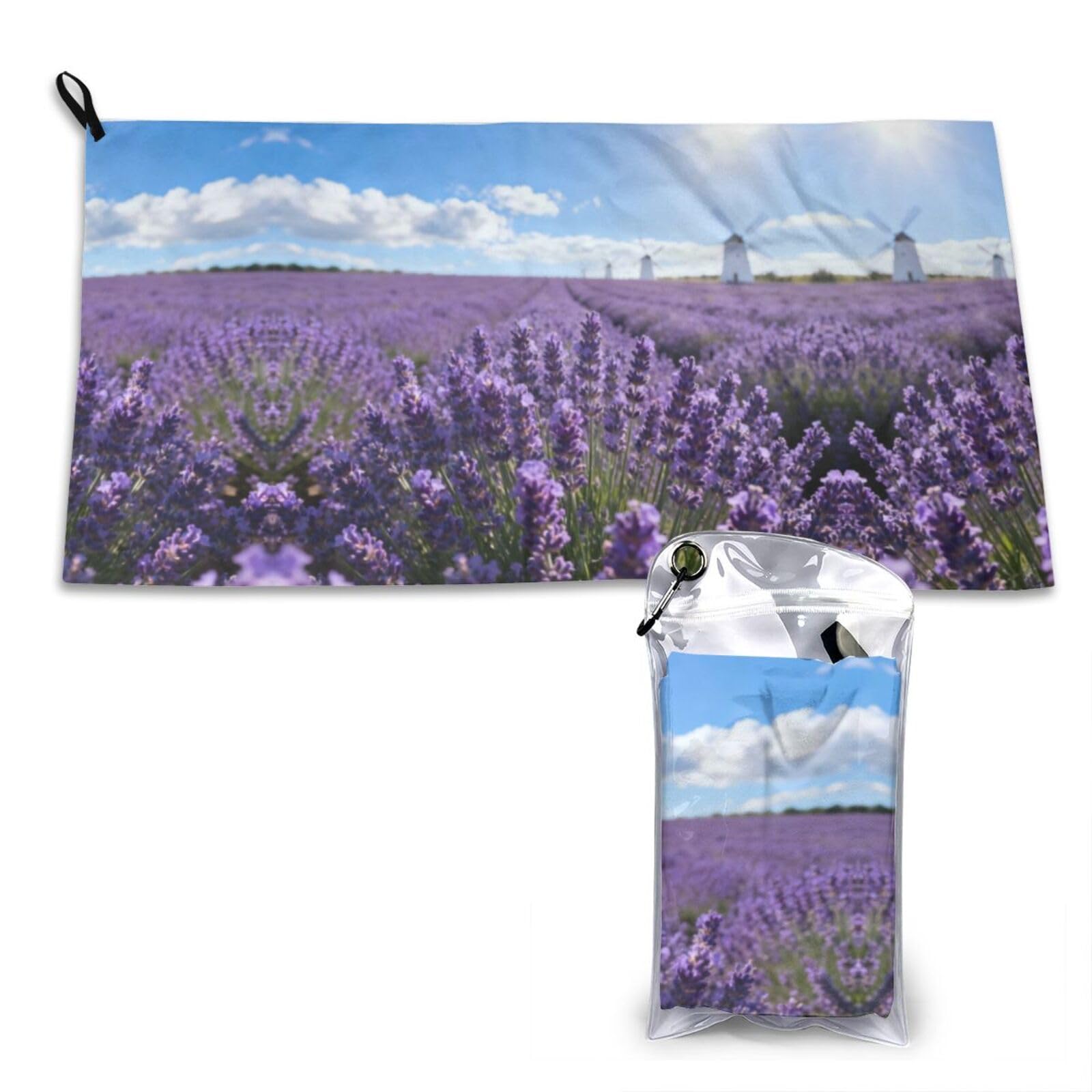 DUYKIMQW Purple Lavender Print Quick Dry Towel 16x31.5in White