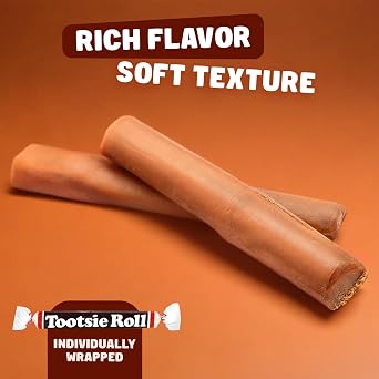 Tootsie Rolls Juniors 1 lb - Long Taffy Candies (42 Pieces) in Resealable Bag, Individually Wrapped, Chewy Texture, Gluten Free
