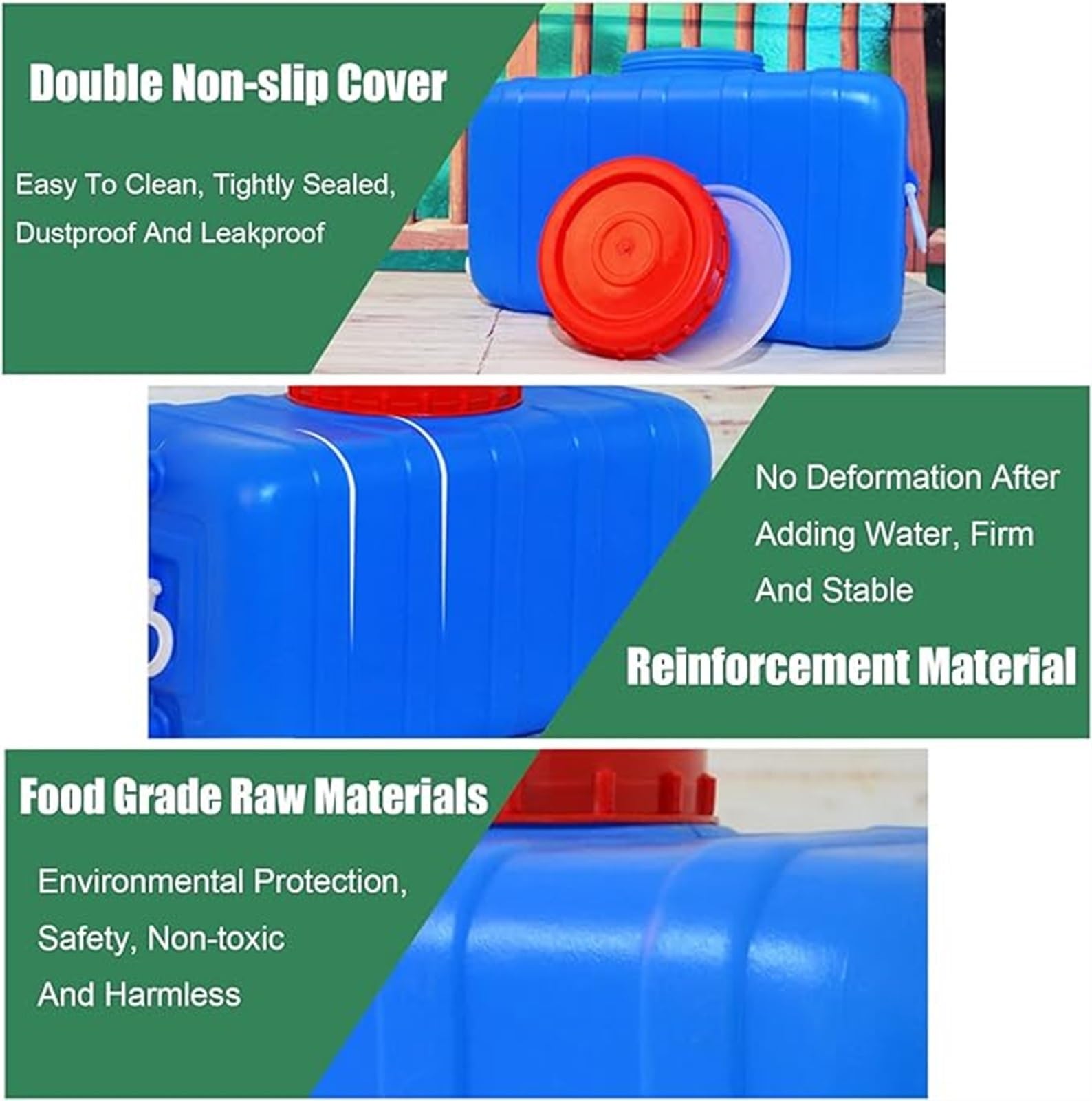 Wassertank, Wasserspeicher, verdickter rechteckiger Kunststoffeimer, Wasserspeicher, Haushaltseimer aus lebensmittelechtem Kunststoff, Camping-Wasserbehälter (Farbe: Blau, Größe: 2
